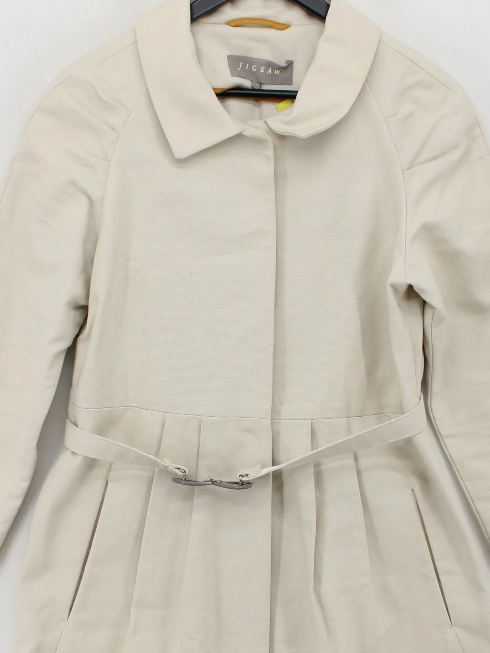 Jigsaw Women's Coat M Cream Cotton with Linen Trench Coat - Image 3