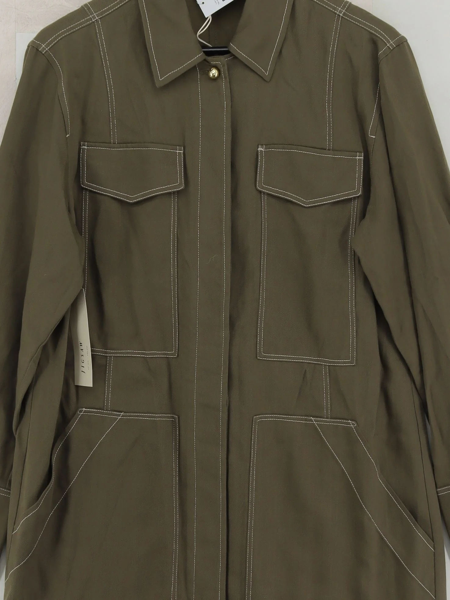 Jigsaw Women's Coat UK 12 Green Lyocell Modal New with tags - Image 3