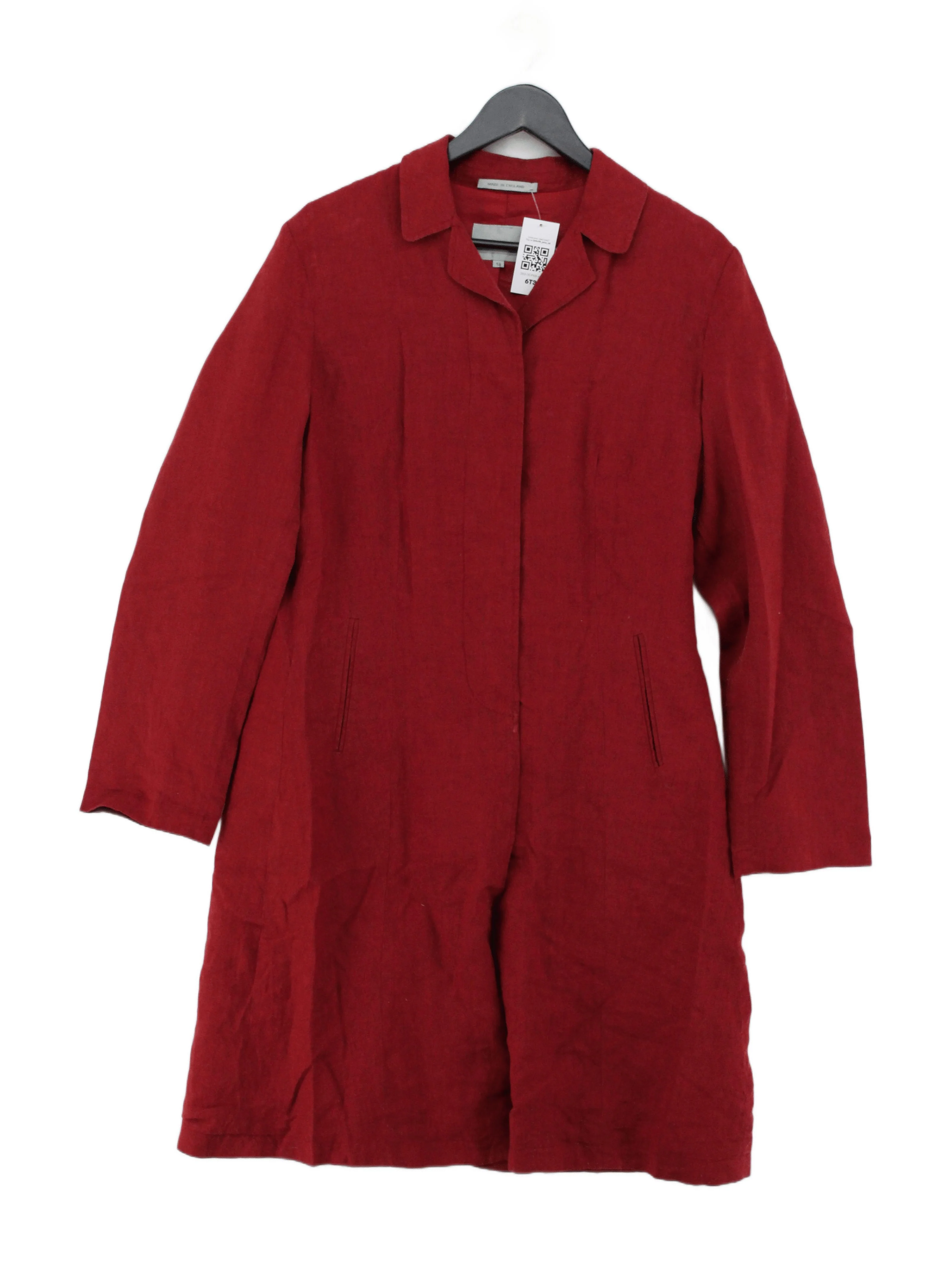 Jigsaw Women's Coat UK 18 Red Linen with Polyester Rain Coat