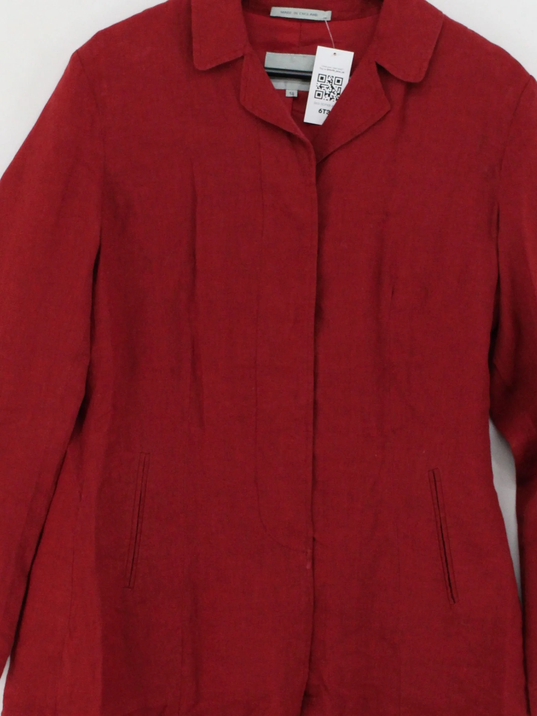 Jigsaw Women's Coat UK 18 Red Linen with Polyester Rain Coat - Image 3