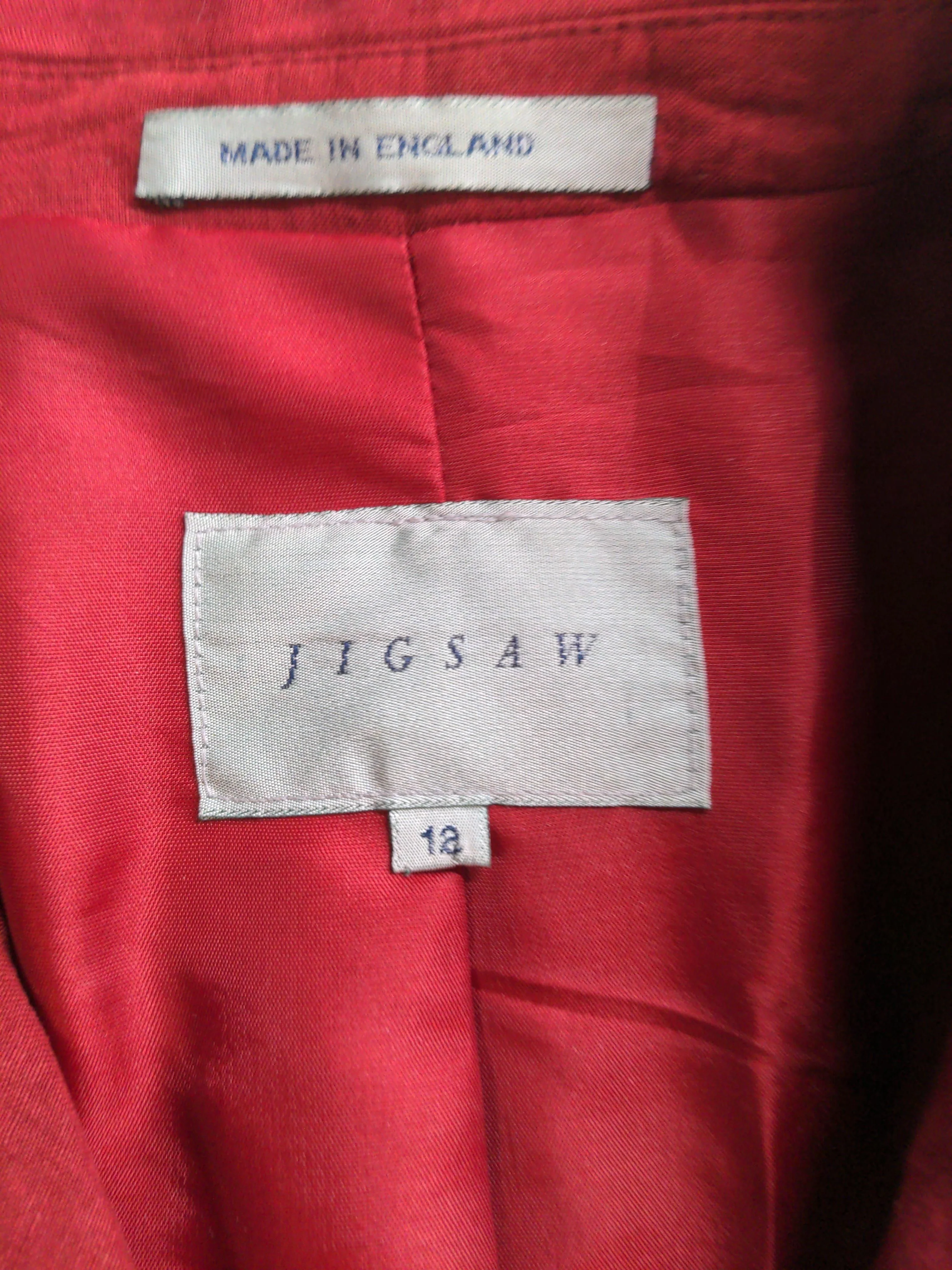 Jigsaw Women's Coat UK 18 Red Linen with Polyester Rain Coat - Image 5
