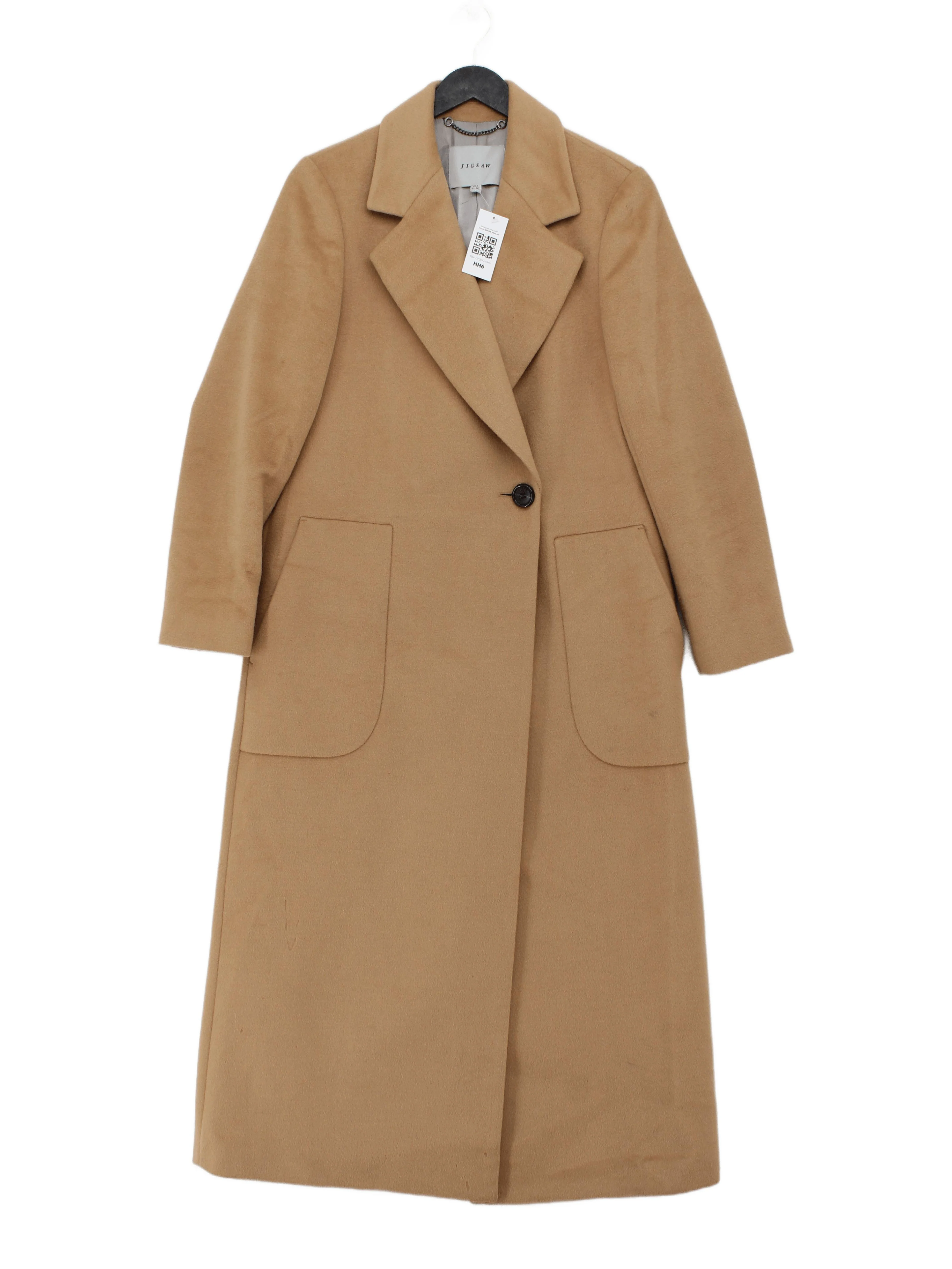 Jigsaw Women's Coat UK 6 Tan Wool with Polyester, Viscose Overcoat