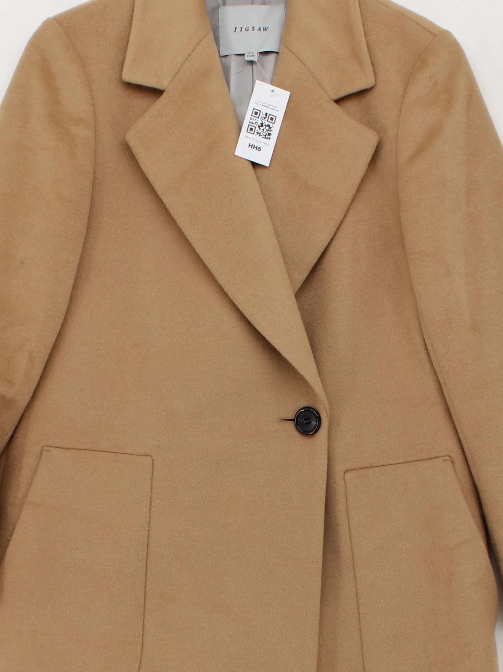 Jigsaw Women's Coat UK 6 Tan Wool with Polyester, Viscose Overcoat - Image 3
