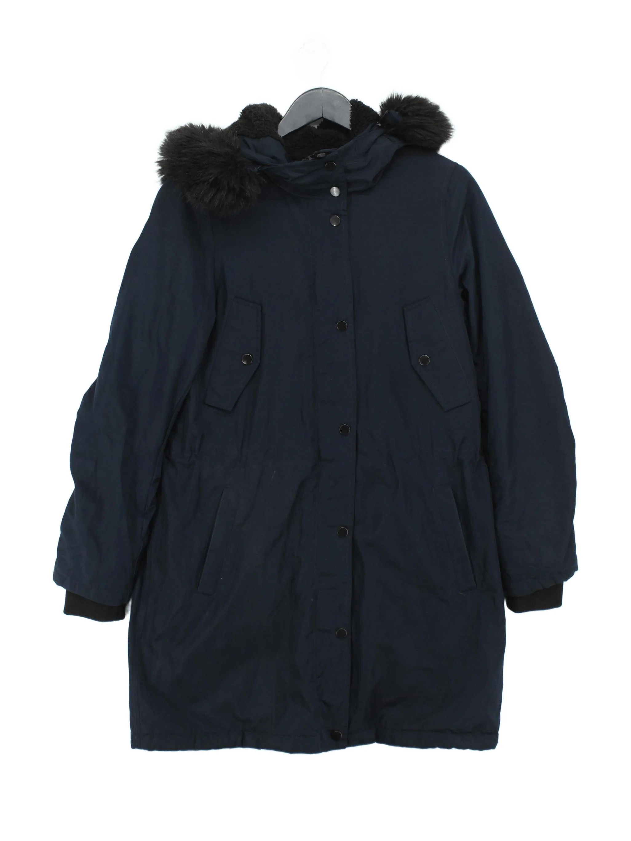 Jigsaw Women's Coat UK 8 Blue Polyester with Acrylic, Wool, Elastane Parka