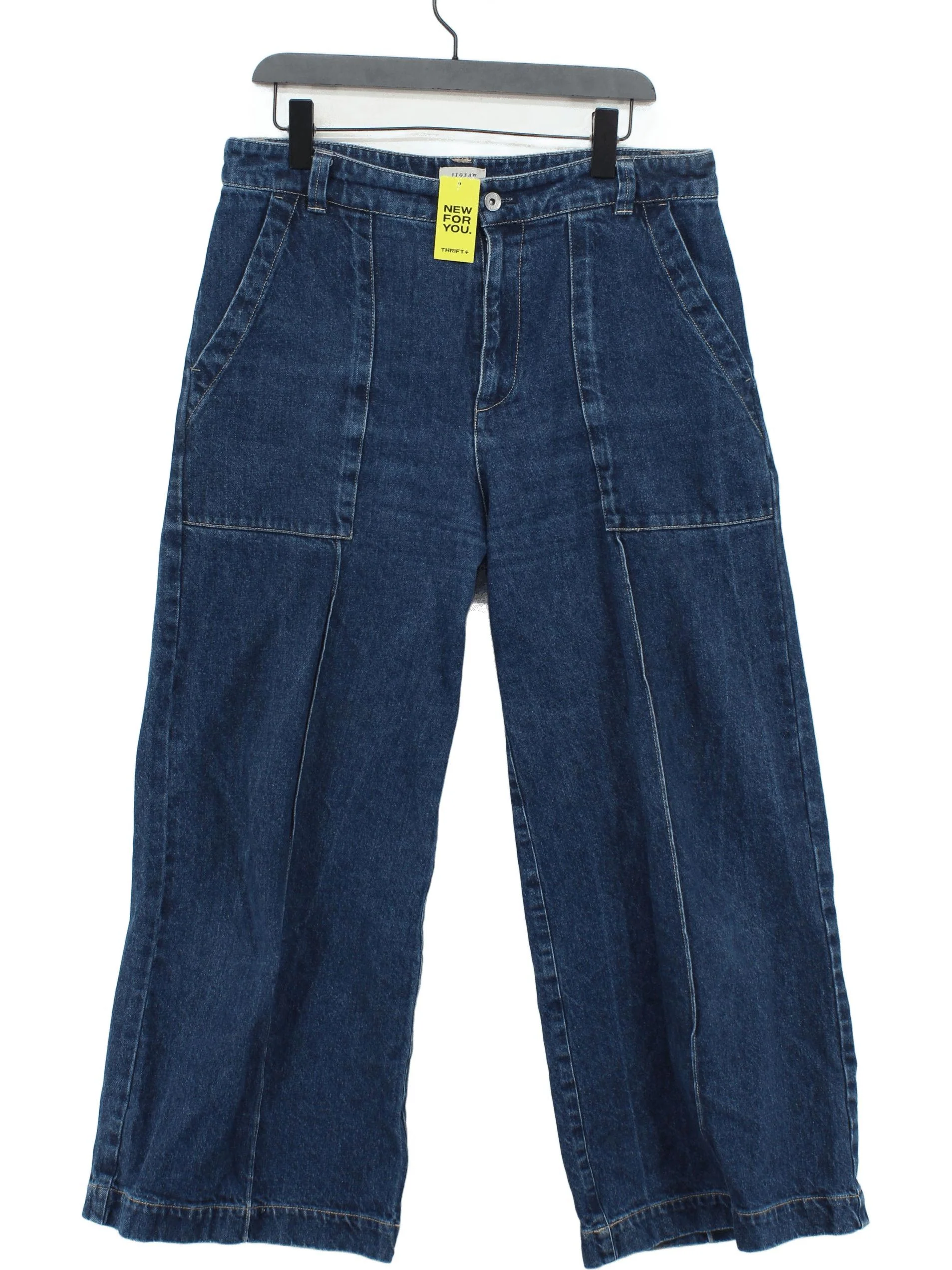 Jigsaw Women's Jeans UK 14 Blue 100% Cotton Wide-Leg