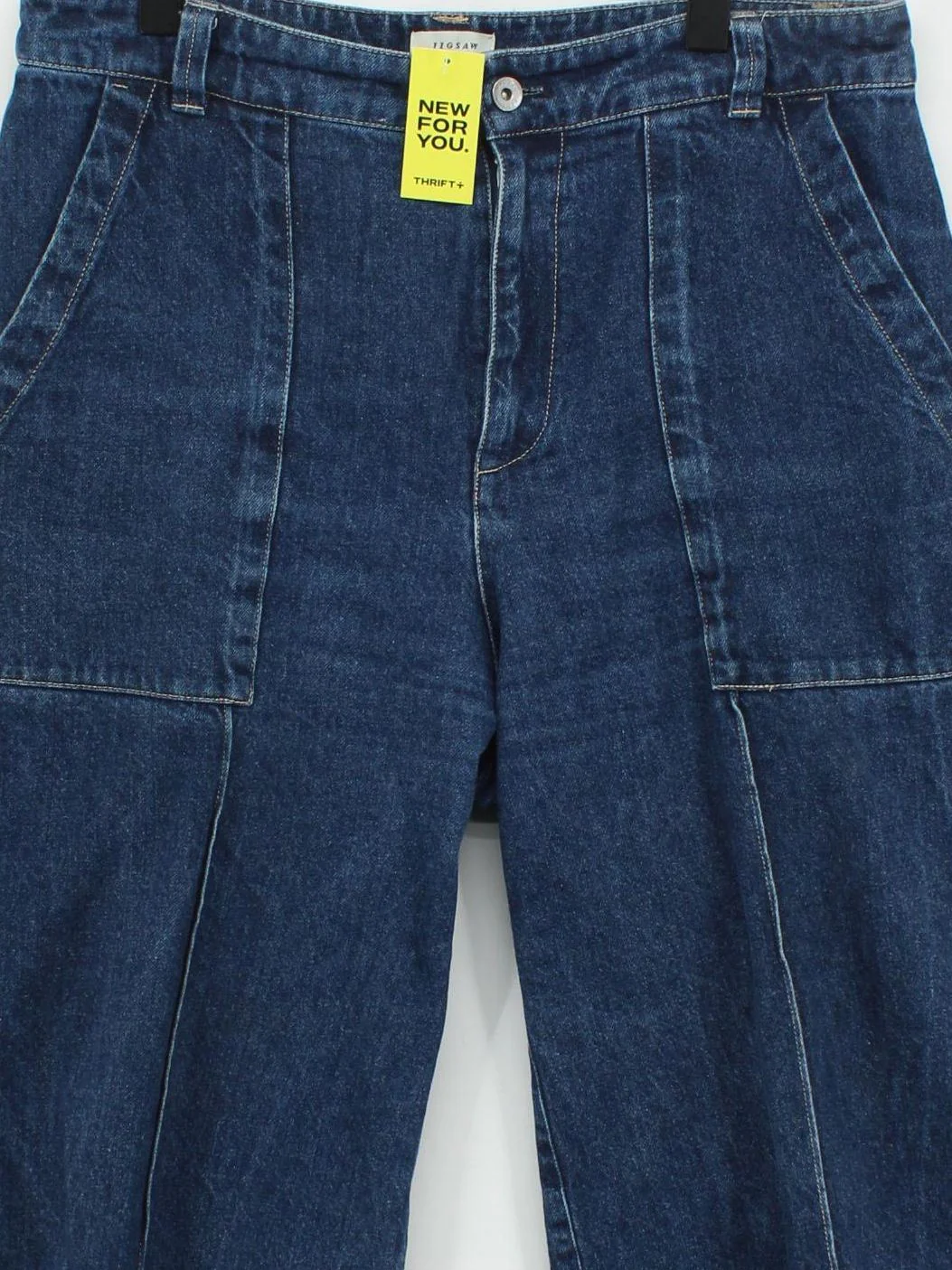 Jigsaw Women's Jeans UK 14 Blue 100% Cotton Wide-Leg - Image 3