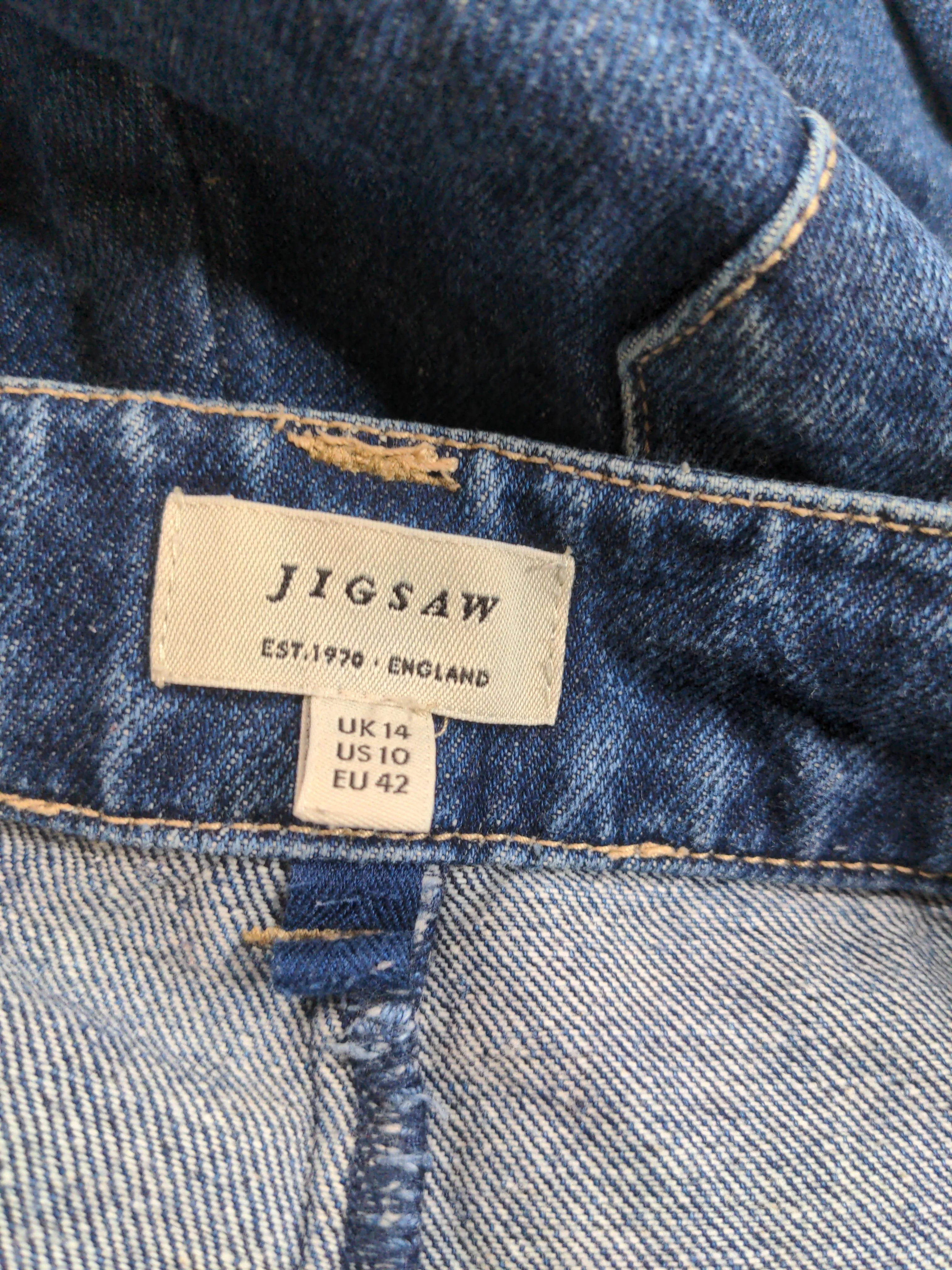 Jigsaw Women's Jeans UK 14 Blue 100% Cotton Wide-Leg - Image 5