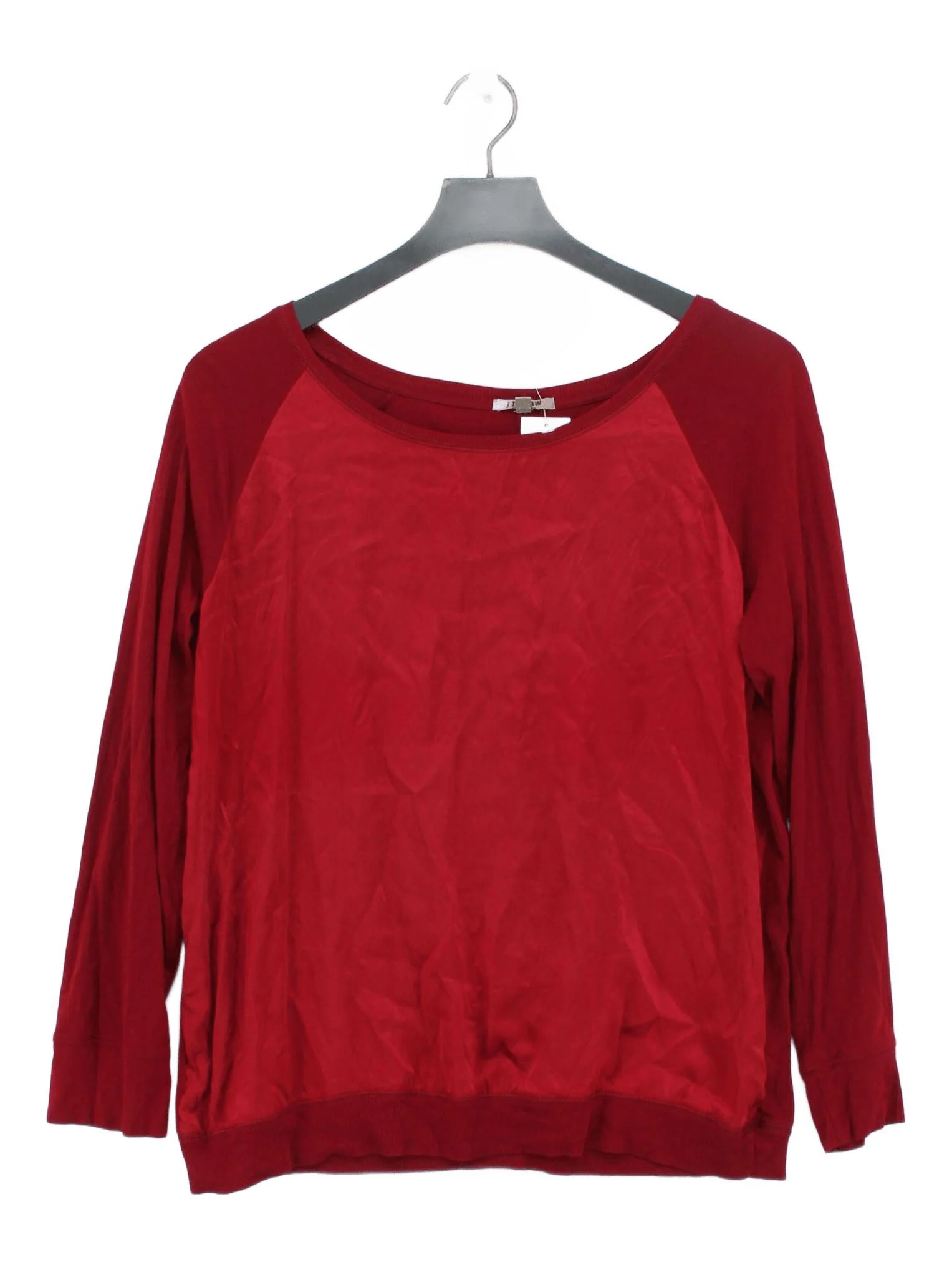 Jigsaw Women's Jumper L Red Cotton with Viscose, Silk Round Neck Pullover
