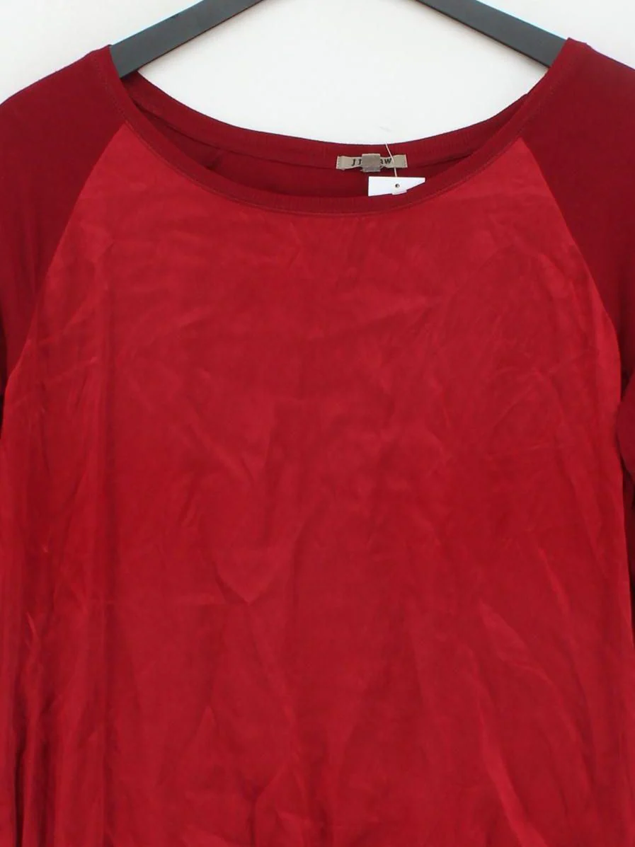 Jigsaw Women's Jumper L Red Cotton with Viscose, Silk Round Neck Pullover - Image 3