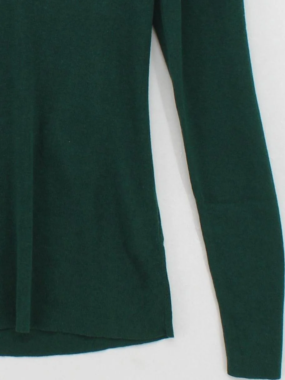 Jigsaw Women's Jumper M Green Silk with Cotton V-Neck Pullover - Image 4