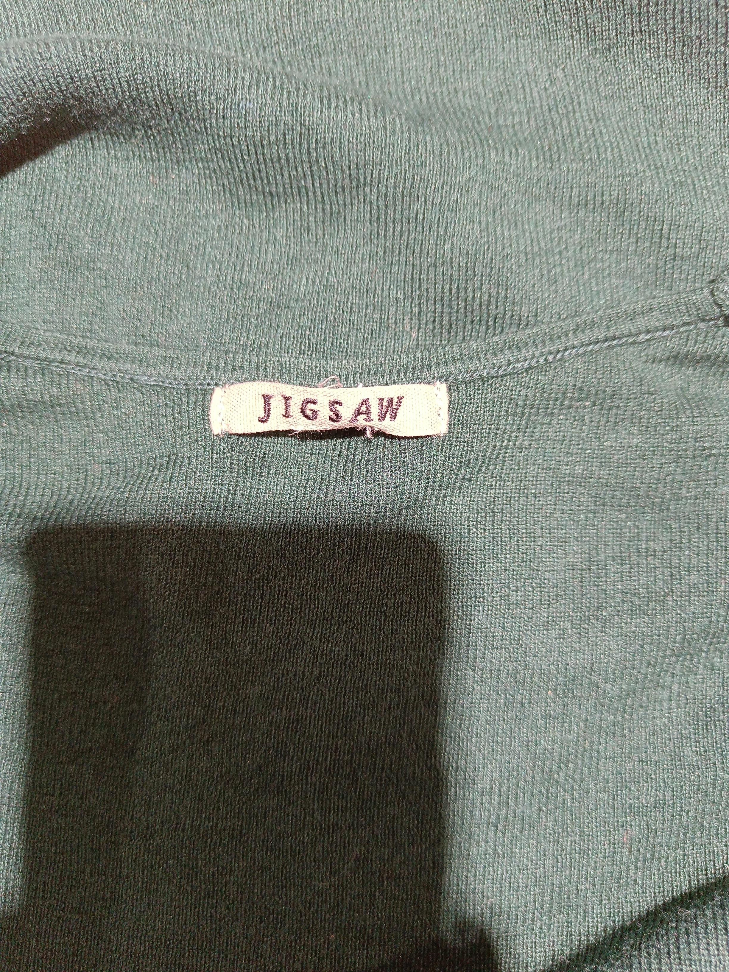 Jigsaw Women's Jumper M Green Silk with Cotton V-Neck Pullover - Image 5