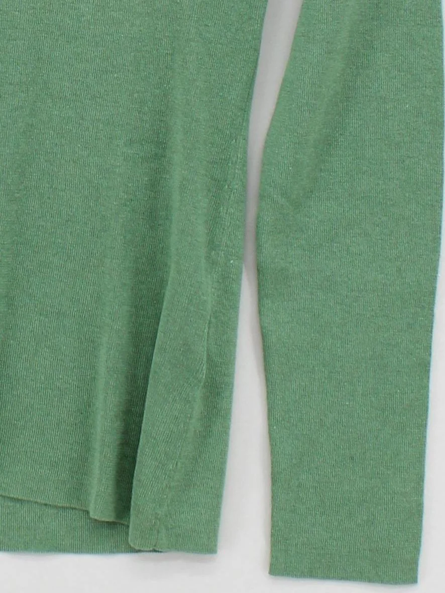 Jigsaw Women's Jumper M Green Silk with Cotton V-Neck Pullover - Image 4