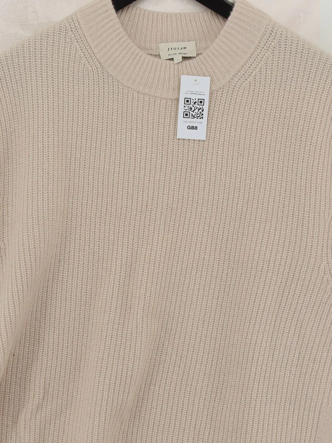 Jigsaw Women's Jumper S Cream Wool with Cashmere Crew Neck Vest - Image 3