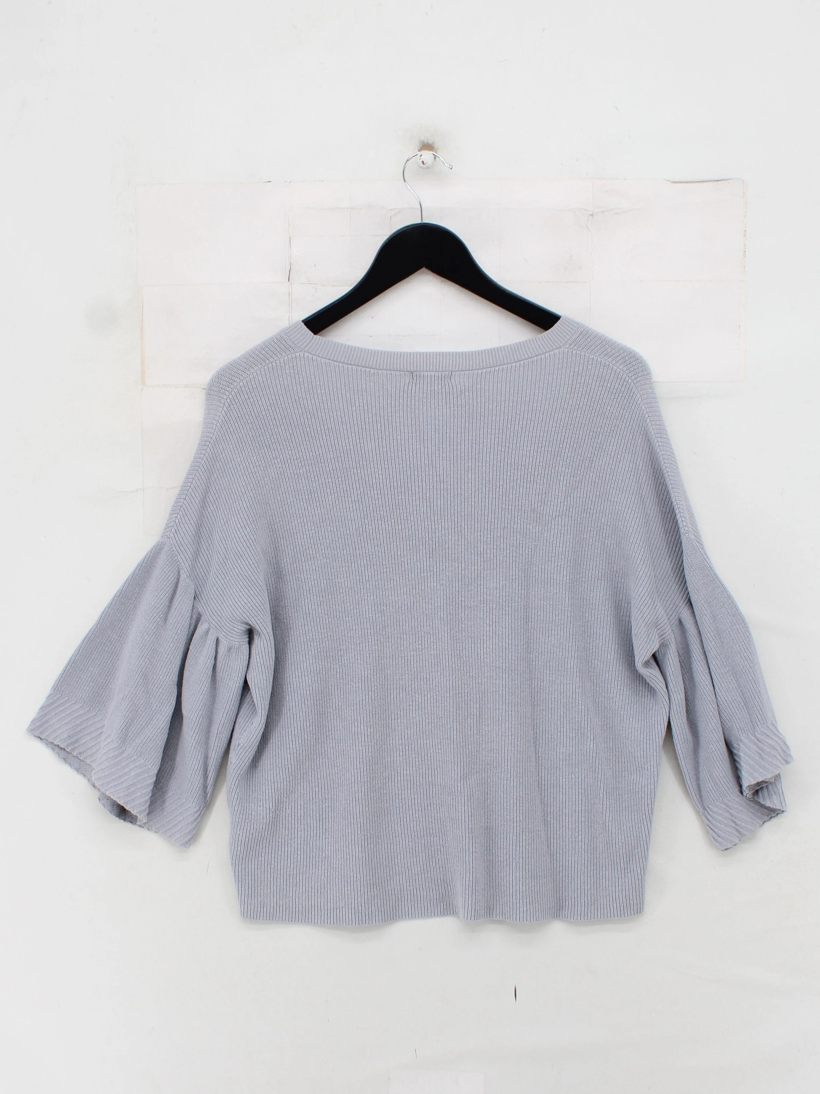 Jigsaw Women's Jumper S Grey Cotton with Viscose Round Neck Pullover - Image 2