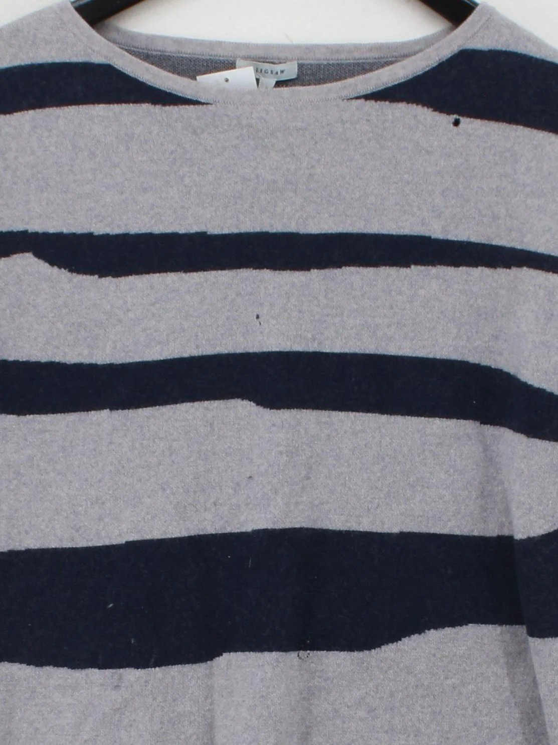 Jigsaw Women's Jumper S Grey Striped 100% Wool Round Neck Pullover - Image 3