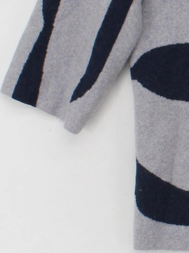 Jigsaw Women's Jumper S Grey Striped 100% Wool Round Neck Pullover - Image 4