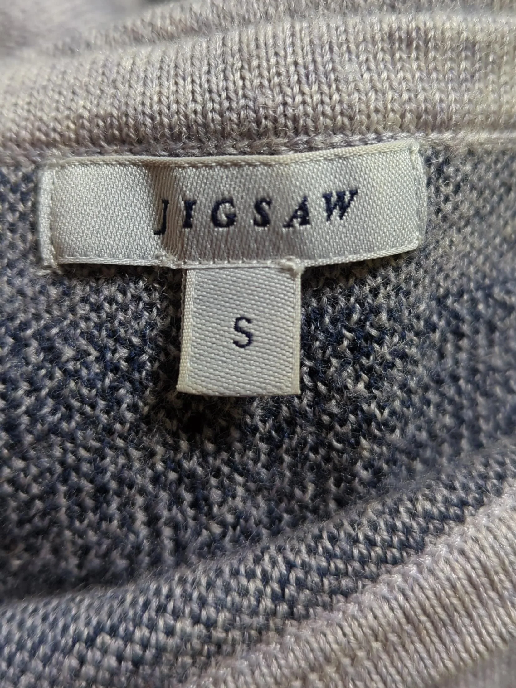 Jigsaw Women's Jumper S Grey Striped 100% Wool Round Neck Pullover - Image 7