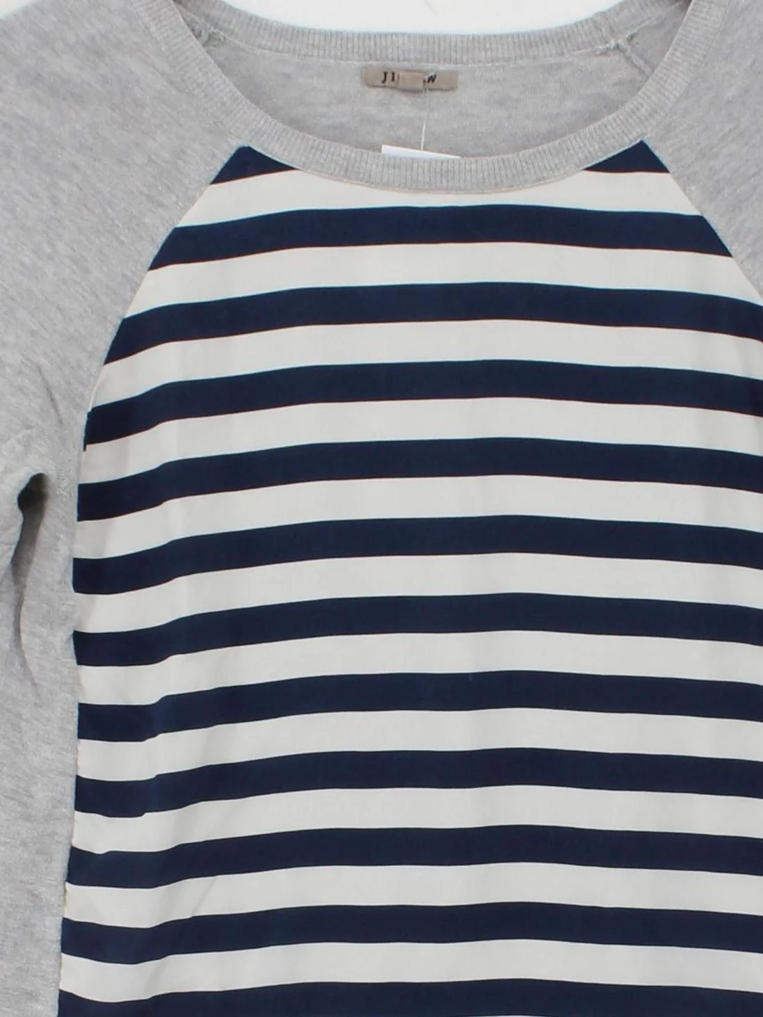Jigsaw Women's Jumper S Grey Striped Cotton with Viscose Round Neck Pullover - Image 3