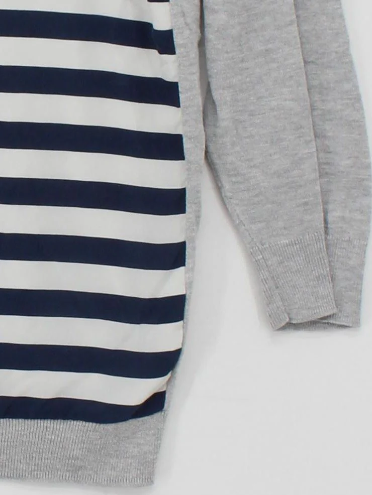 Jigsaw Women's Jumper S Grey Striped Cotton with Viscose Round Neck Pullover - Image 4