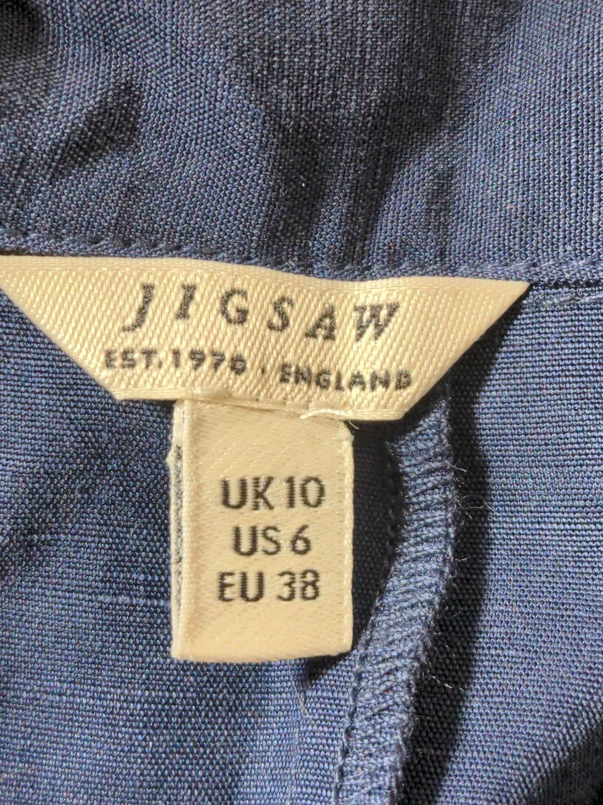Jigsaw Women's Jumpsuit UK 10 Blue Lyocell Modal with Linen Wide-Leg Jumpsuit - Image 5