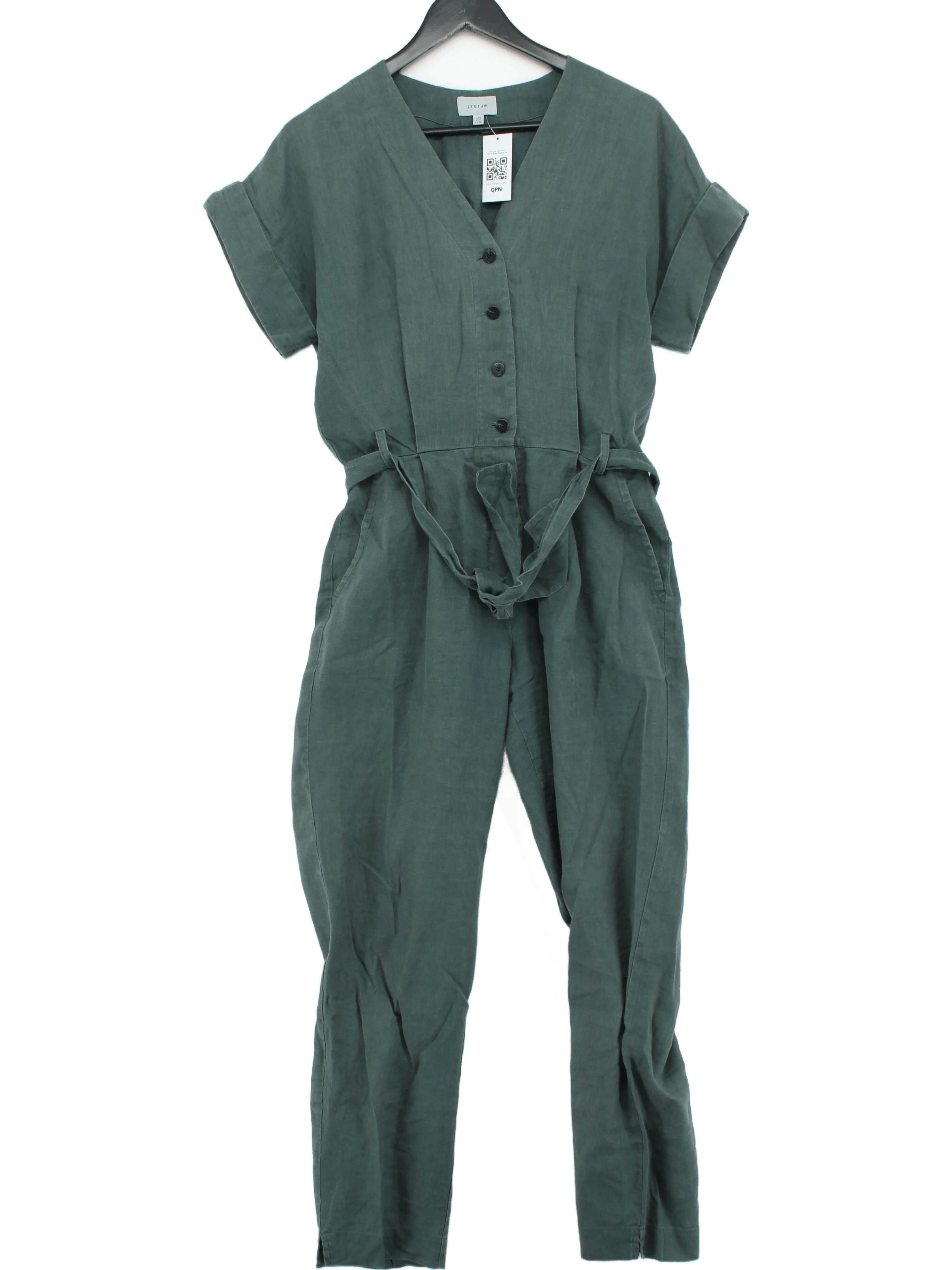 Jigsaw Women's Jumpsuit UK 8 Green 100% Linen Straight Jumpsuit