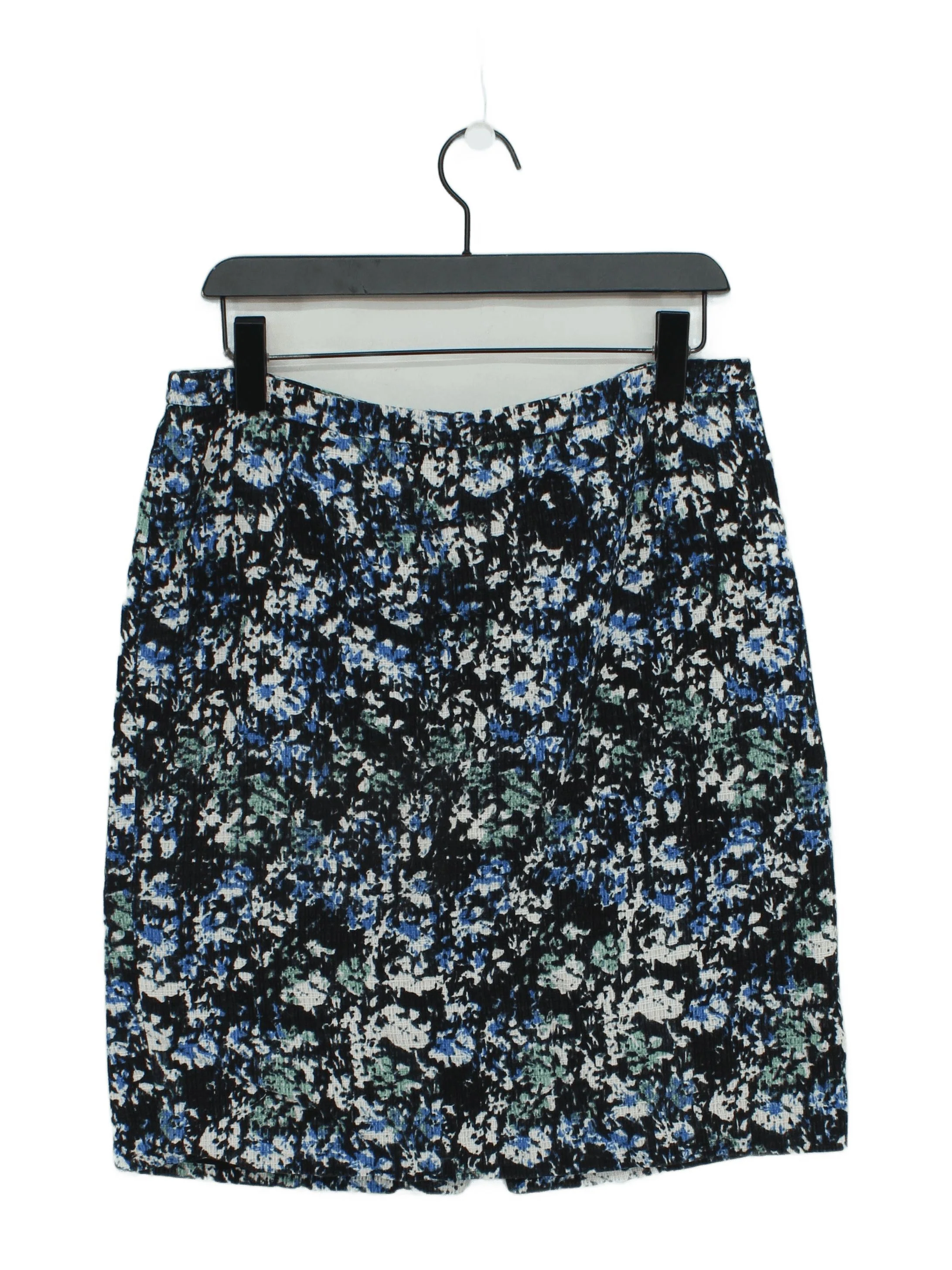 Jigsaw Women's Mini Skirt UK 8 Black Floral Cotton with Polyester Short Mini