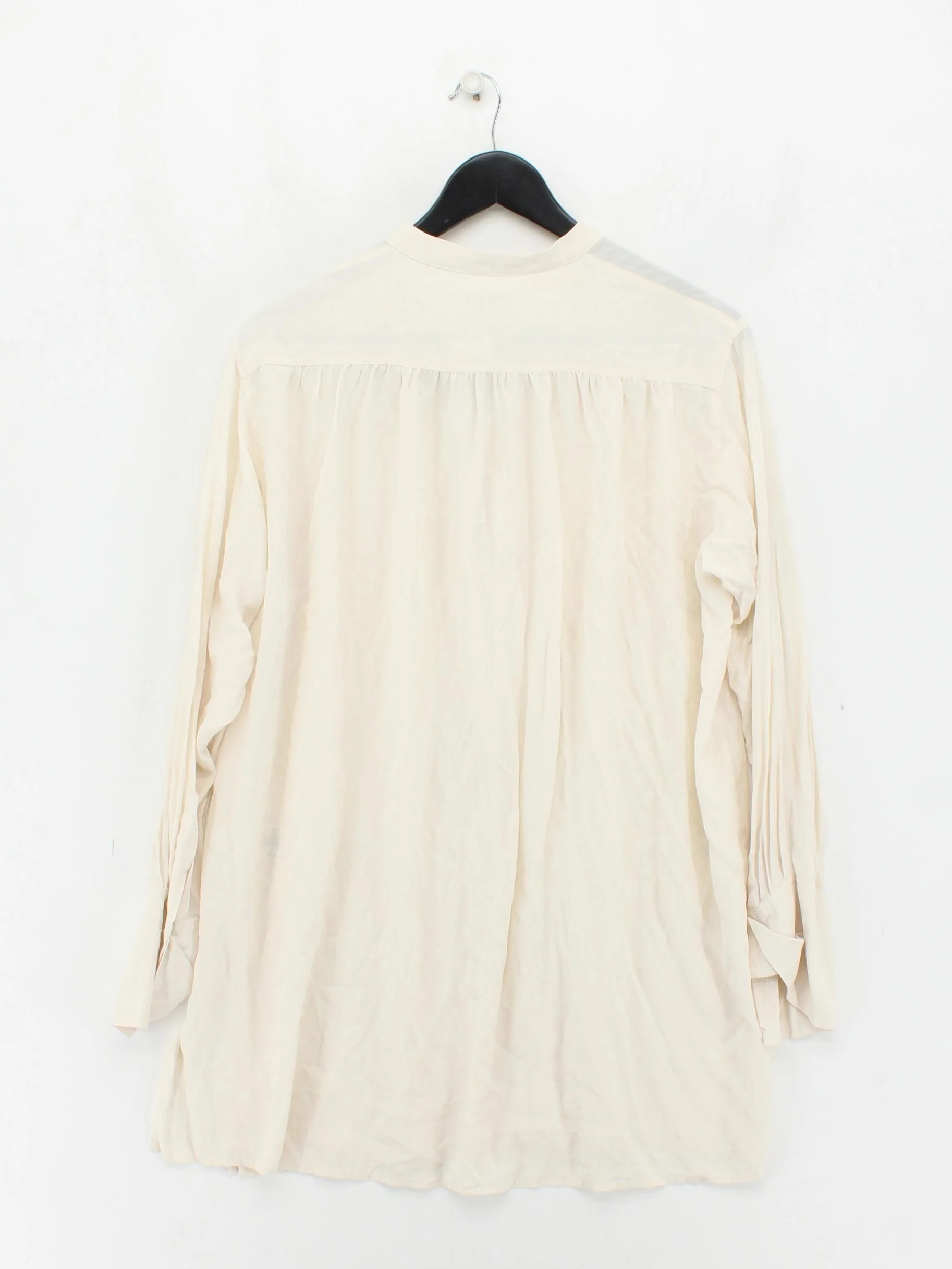 Jigsaw Women's Shirt M Cream 100% Silk Long Sleeve Collared Basic - Image 2
