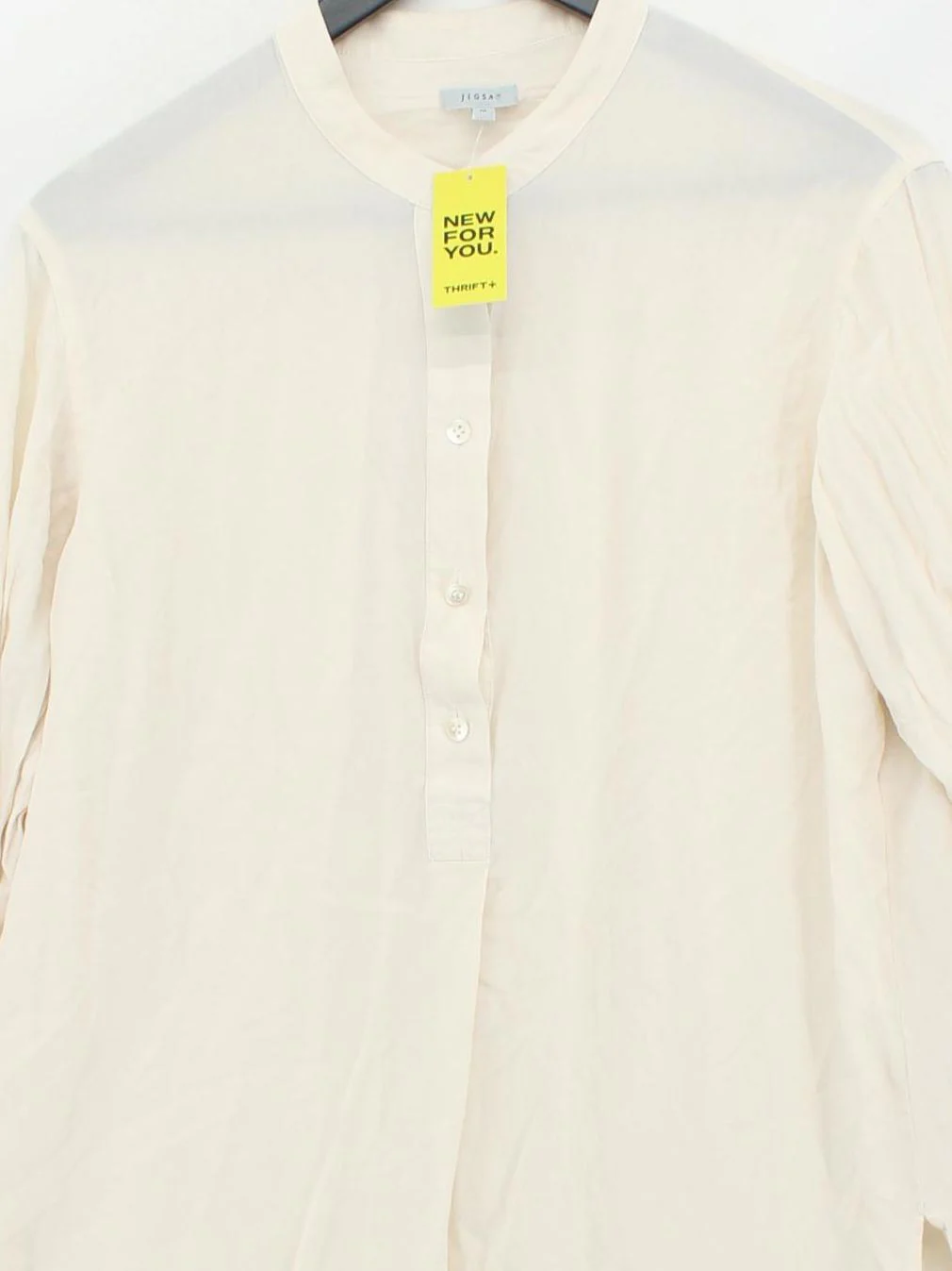 Jigsaw Women's Shirt M Cream 100% Silk Long Sleeve Collared Basic - Image 3