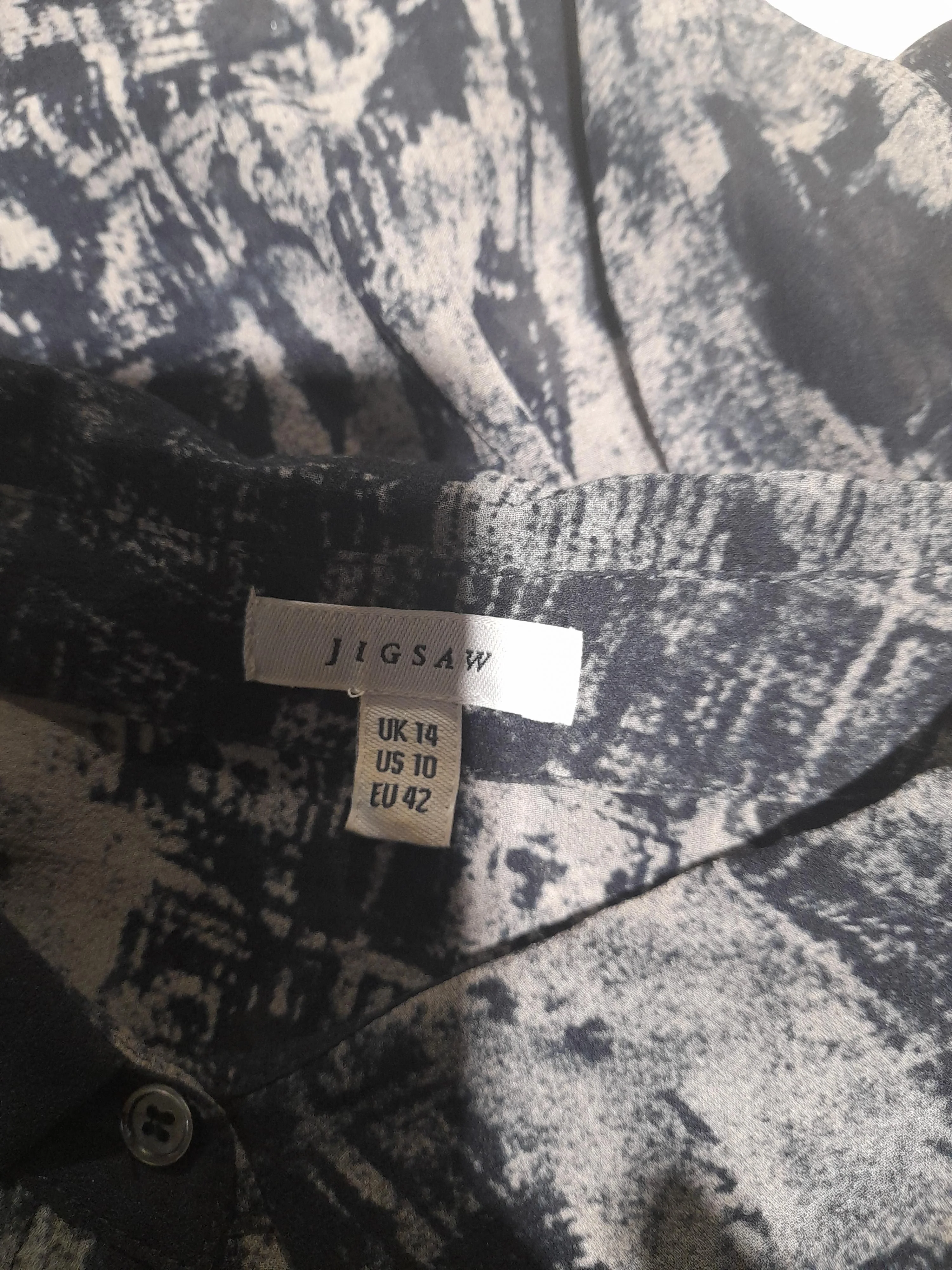 Jigsaw Women's Shirt UK 14 Multi 100% Silk Long Sleeve Collared Basic - Image 5