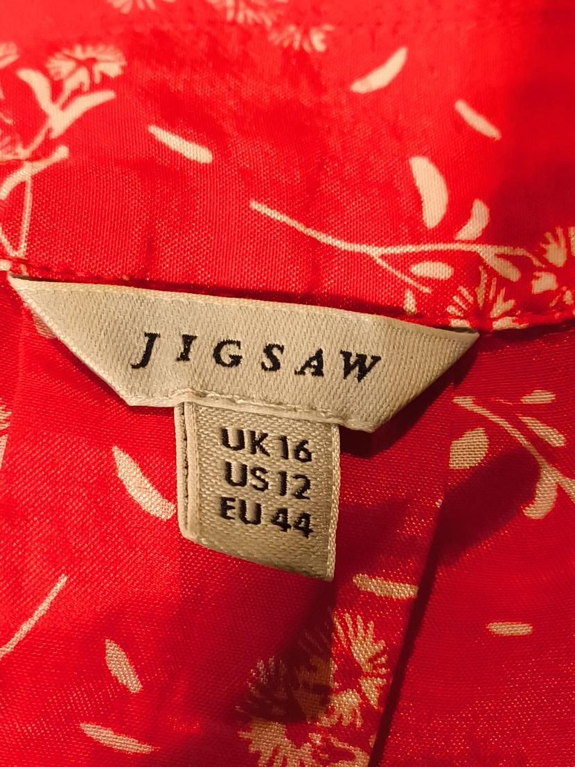 Jigsaw Women's Shirt UK 16 Red Viscose with Cotton Basic - Image 5