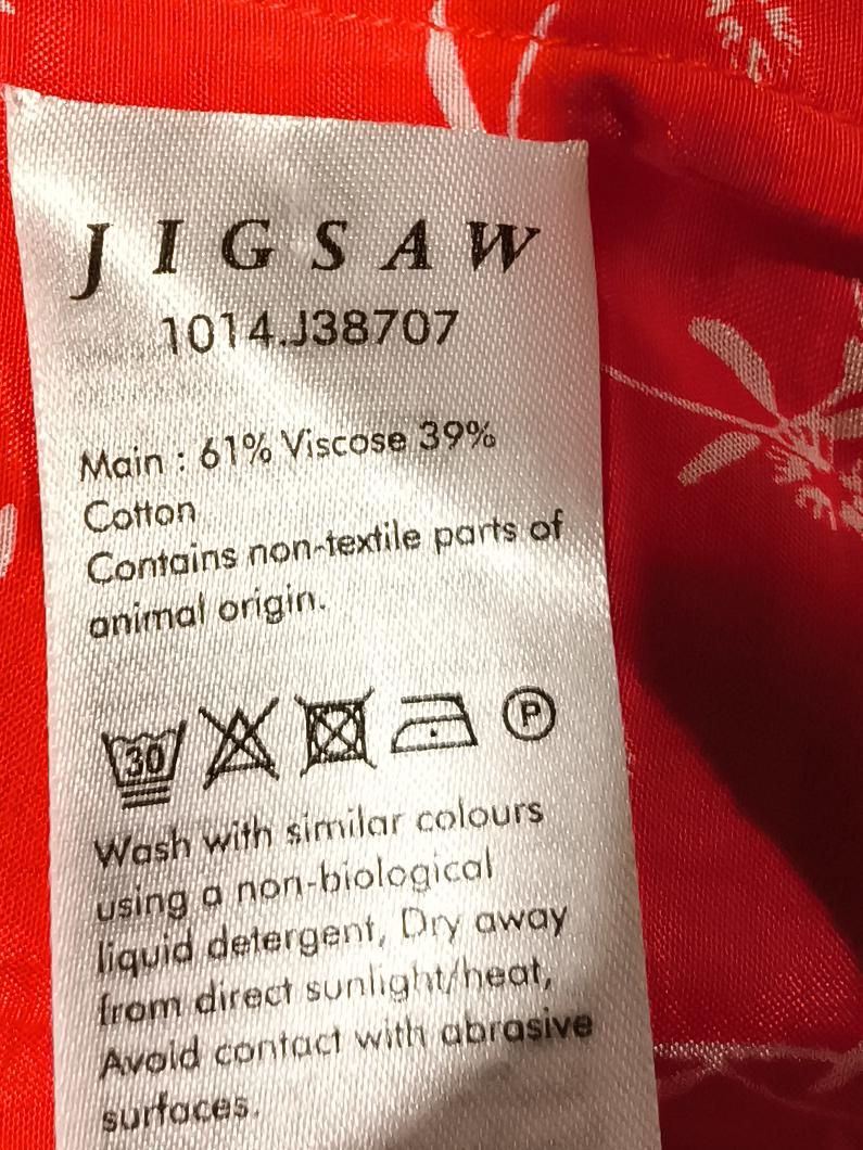 Jigsaw Women's Shirt UK 16 Red Viscose with Cotton Basic - Image 6