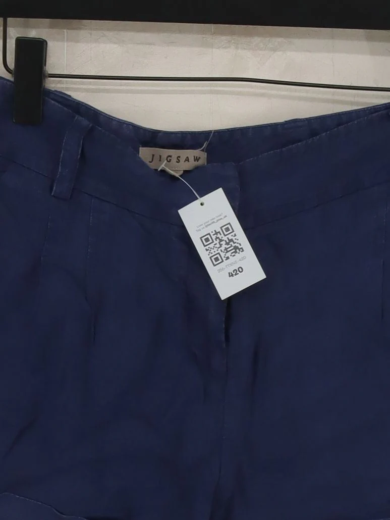 Jigsaw Women's Shorts UK 10 Blue Linen with Cotton Cut-Off - Image 3
