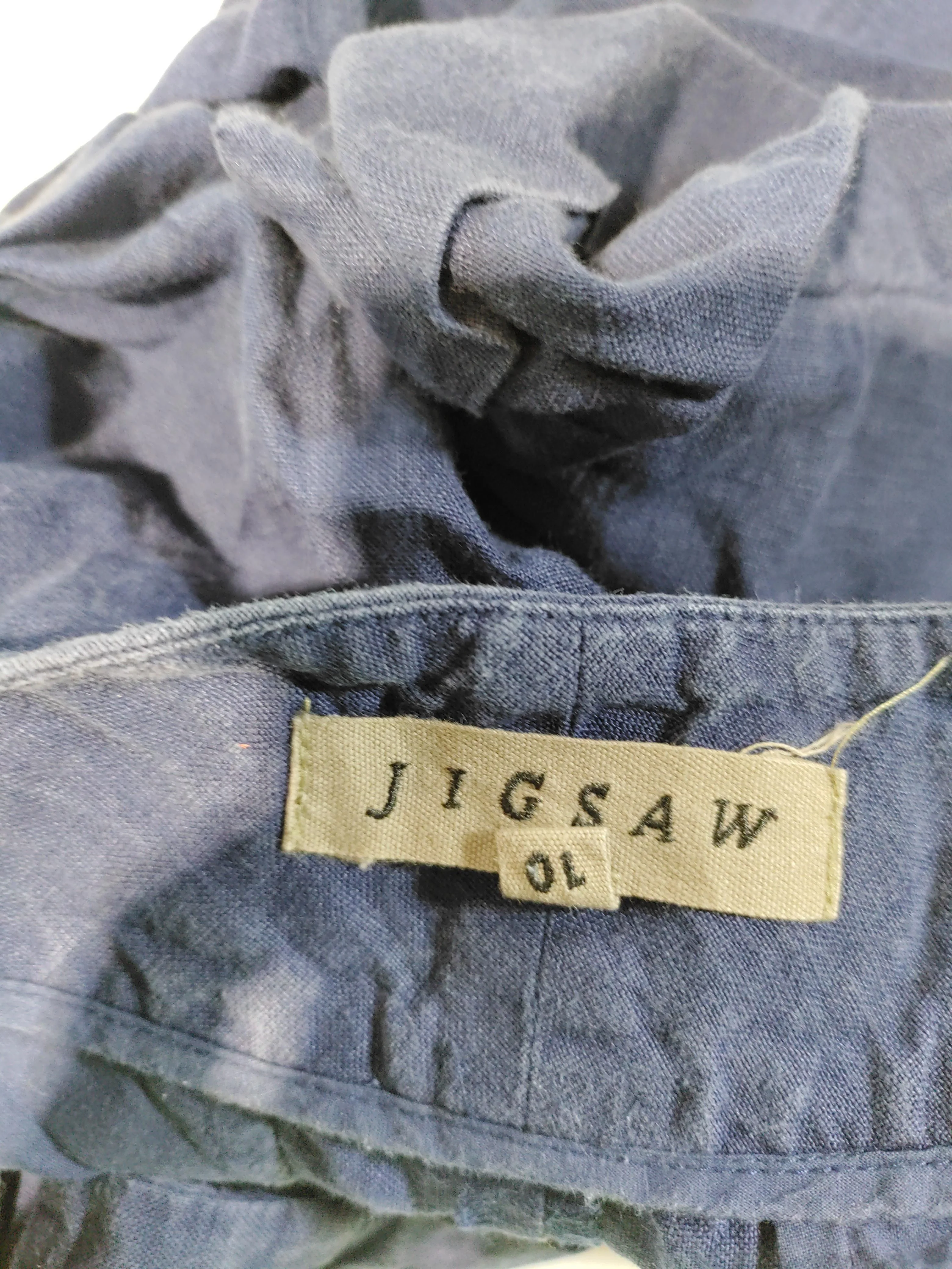 Jigsaw Women's Shorts UK 10 Blue Linen with Cotton Cut-Off - Image 6