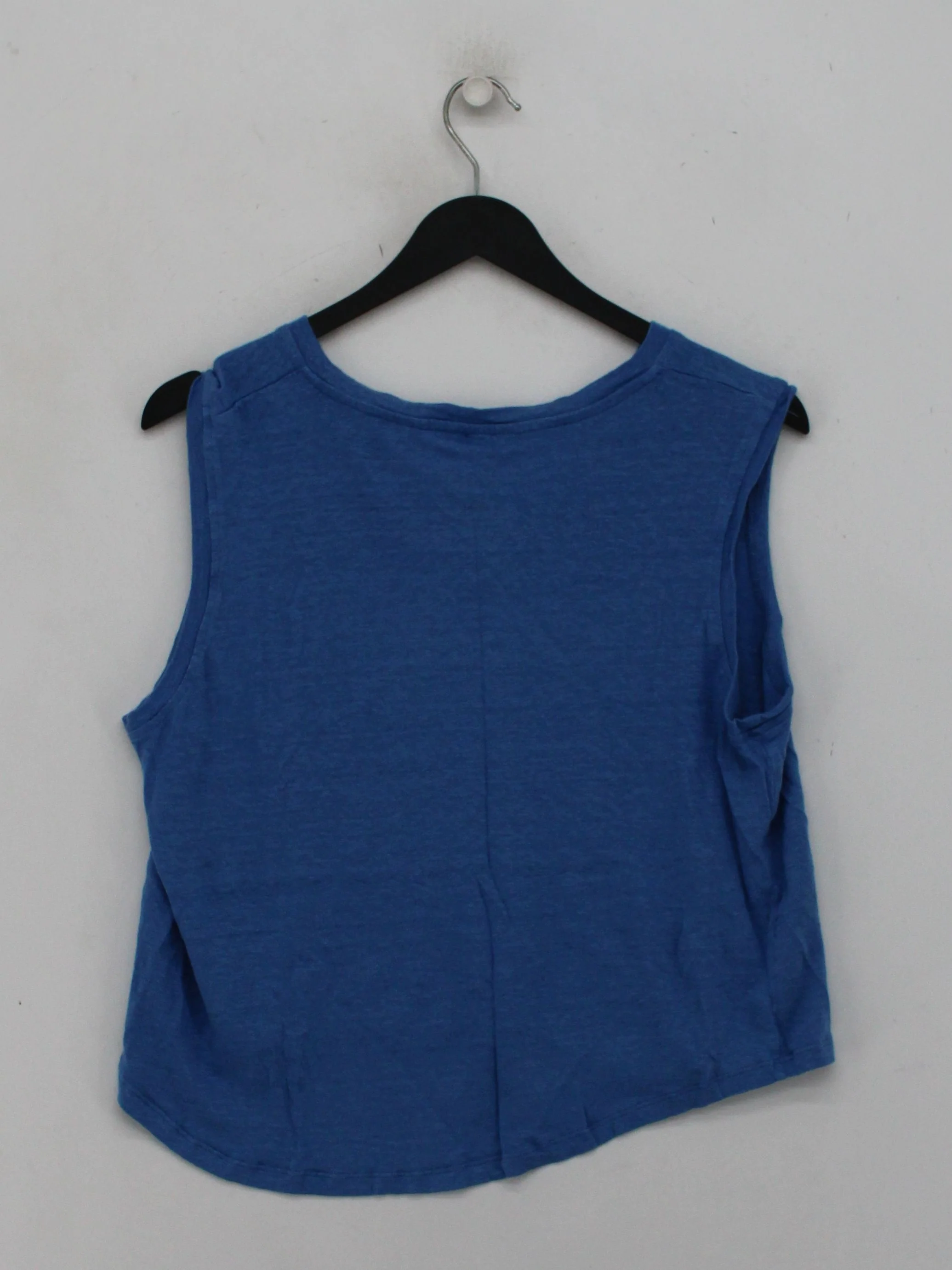 Jigsaw Women's T-Shirt L Blue 100% Linen Sleeveless V-Neck Basic - Image 2
