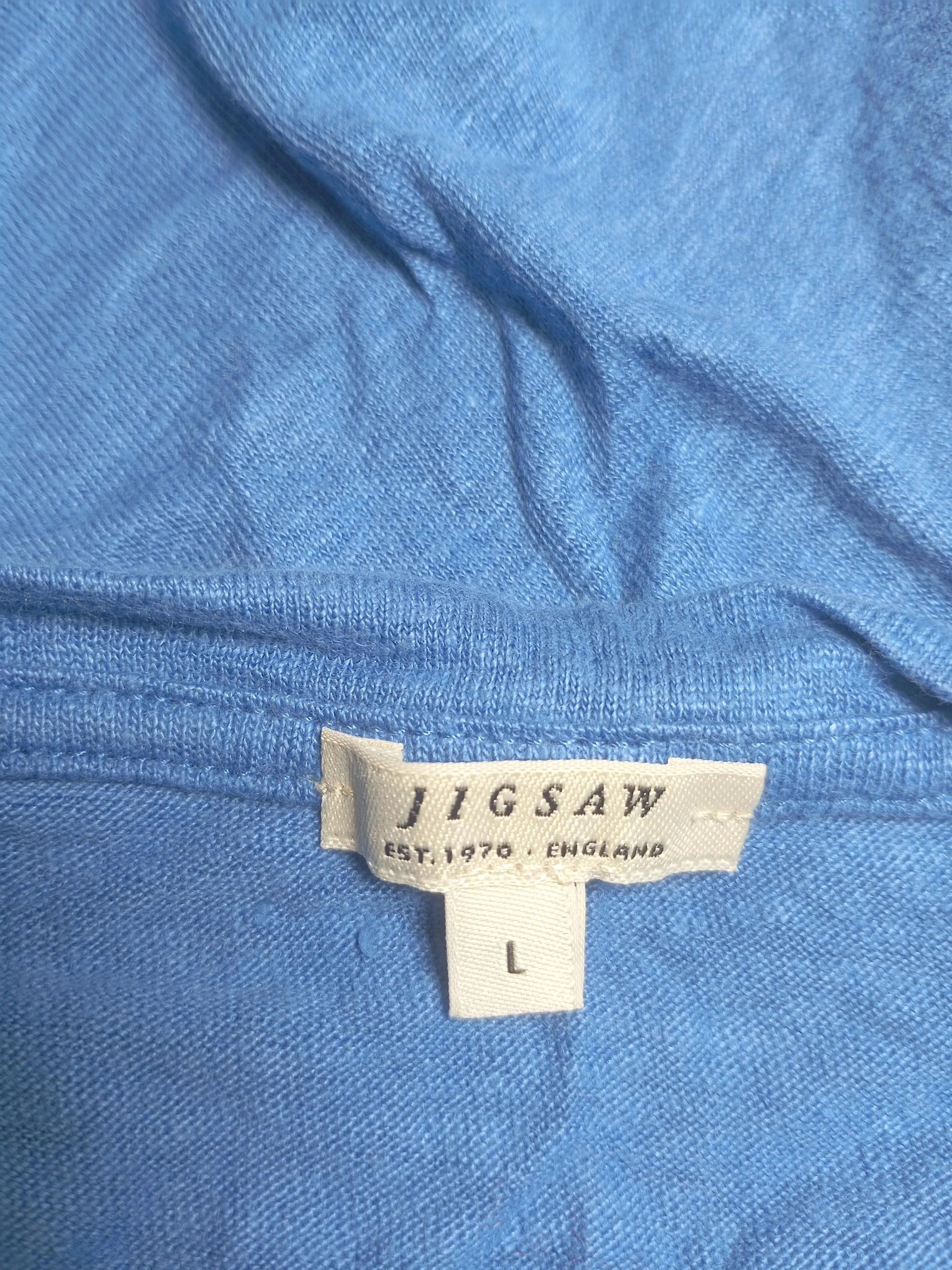 Jigsaw Women's T-Shirt L Blue 100% Linen Sleeveless V-Neck Basic - Image 5
