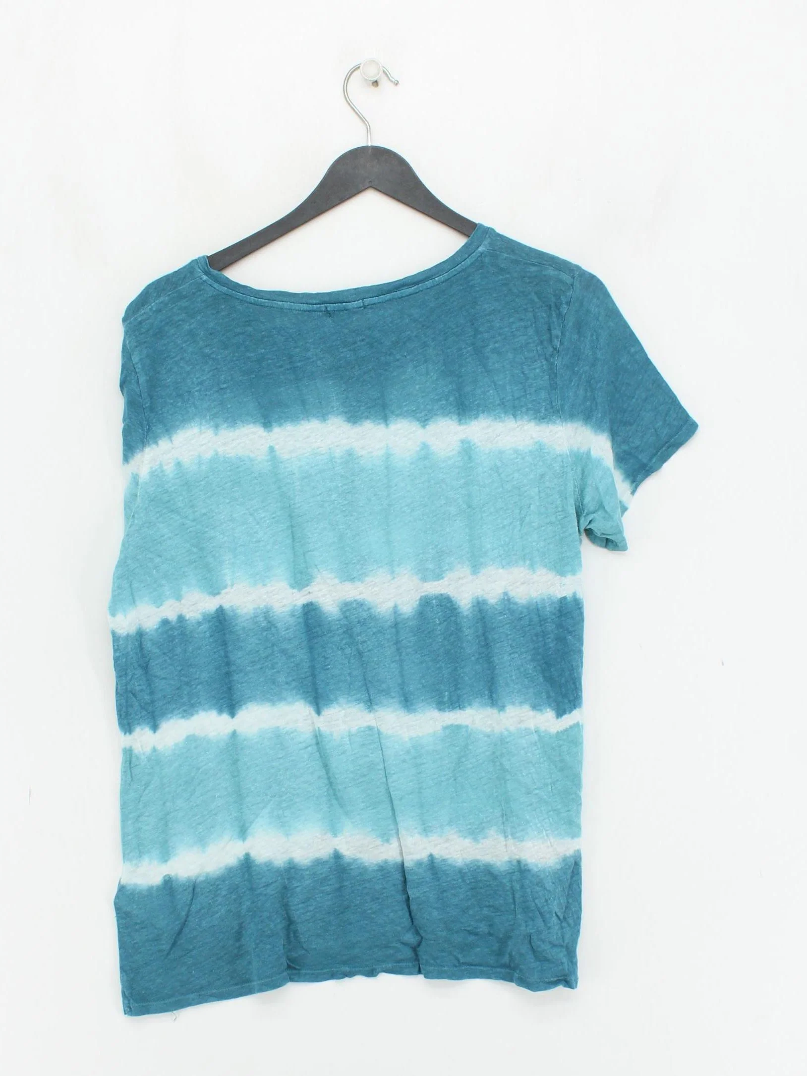 Jigsaw Women's T-Shirt L Blue Striped 100% Linen Short Sleeve Round Neck Basic - Image 2