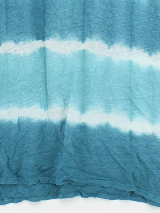 Jigsaw Women's T-Shirt L Blue Striped 100% Linen Short Sleeve Round Neck Basic - Image 4