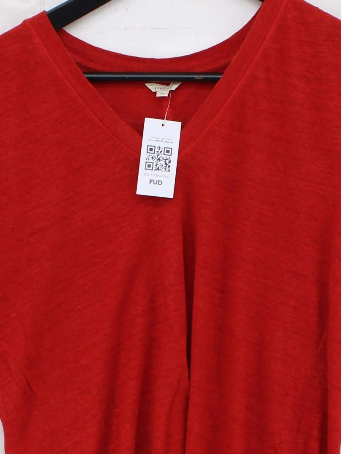Jigsaw Women's T-Shirt M Red 100% Linen Short Sleeve V-Neck Basic - Image 3