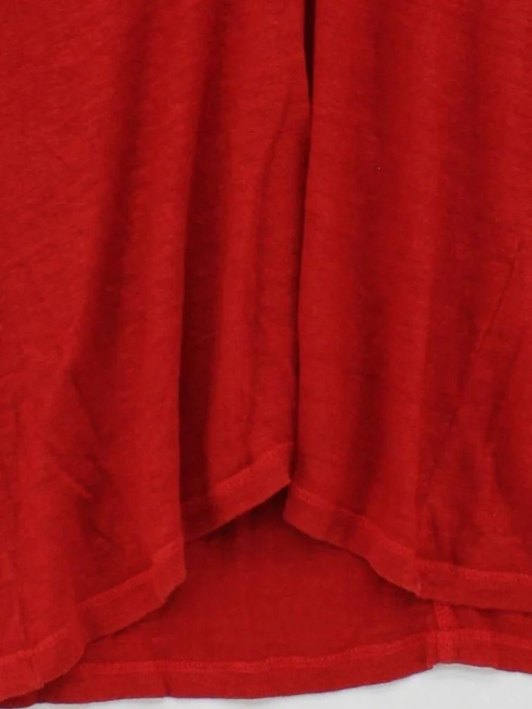 Jigsaw Women's T-Shirt M Red 100% Linen Short Sleeve V-Neck Basic - Image 4