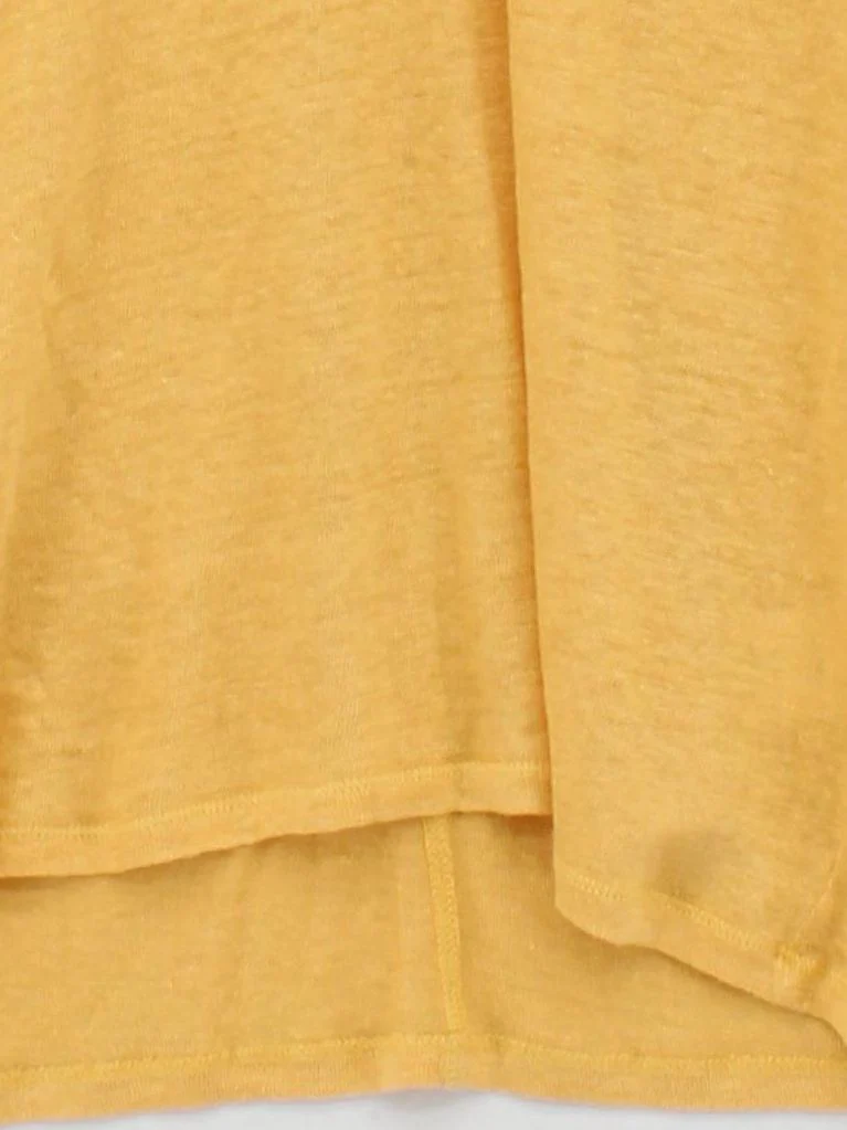 Jigsaw Women's T-Shirt M Yellow 100% Linen Short Sleeve V-Neck Basic - Image 4