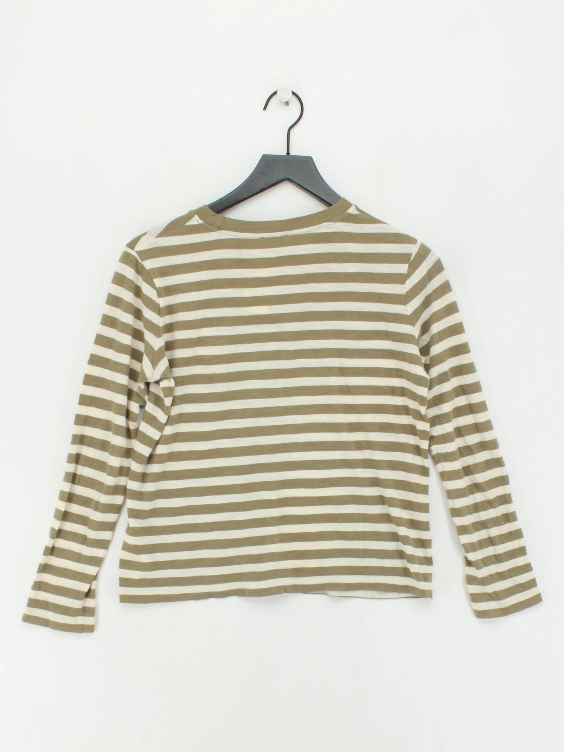 Jigsaw Women's T-Shirt S Green Striped 100% Cotton Short Sleeve Round Neck Basic - Image 2