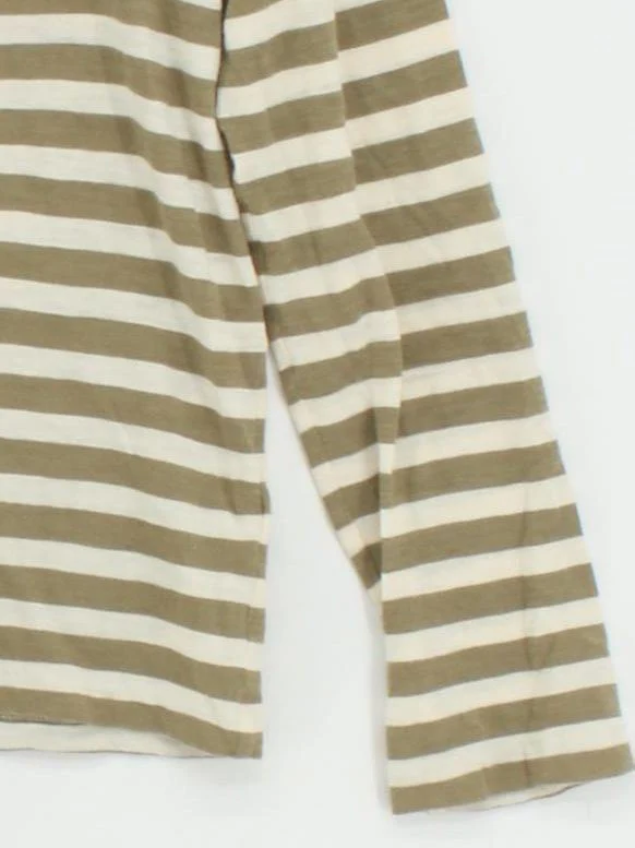 Jigsaw Women's T-Shirt S Green Striped 100% Cotton Short Sleeve Round Neck Basic - Image 4
