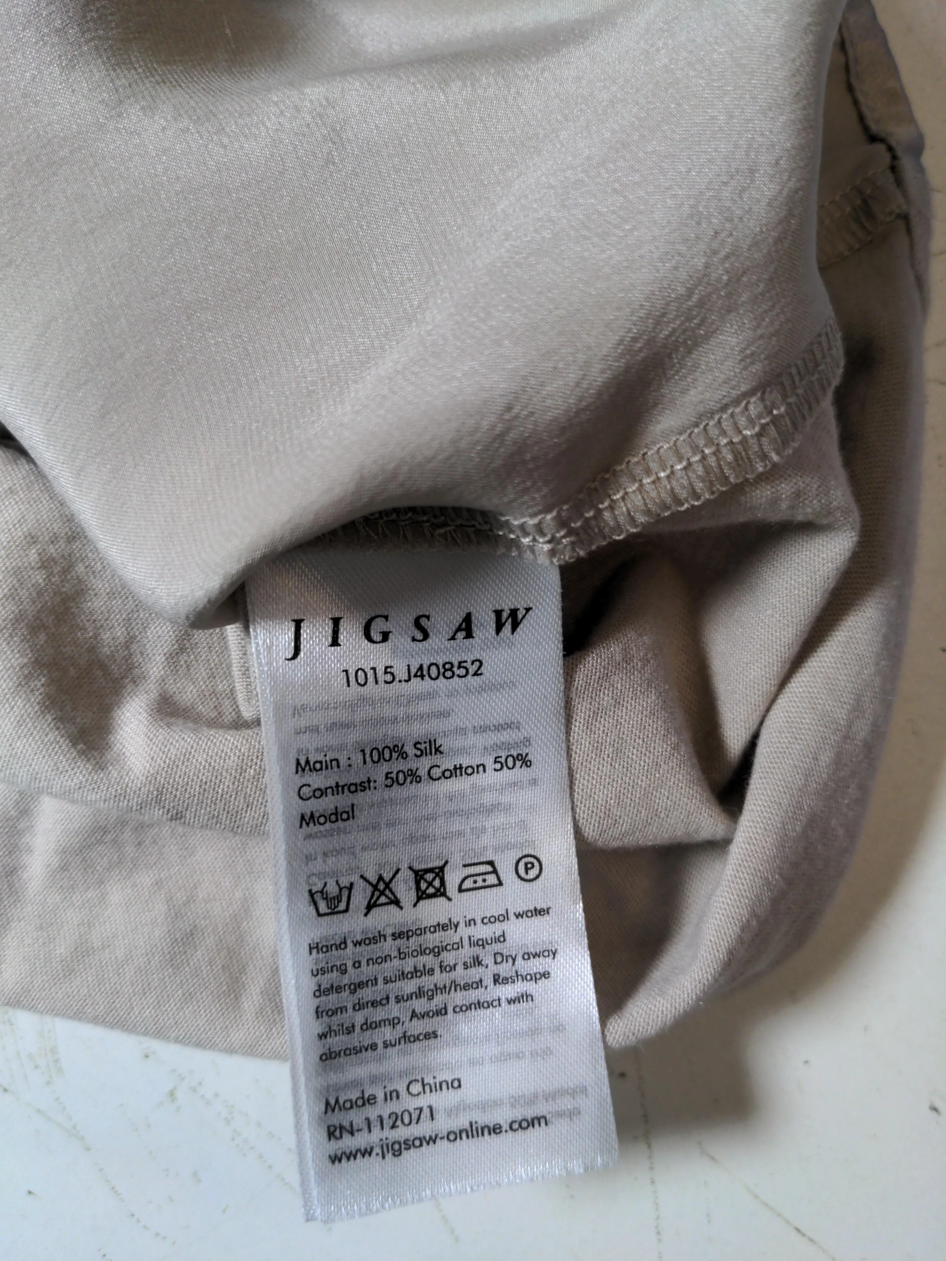 Jigsaw Women's Top L Cream Silk with Cotton, Lyocell Modal Basic - Image 6