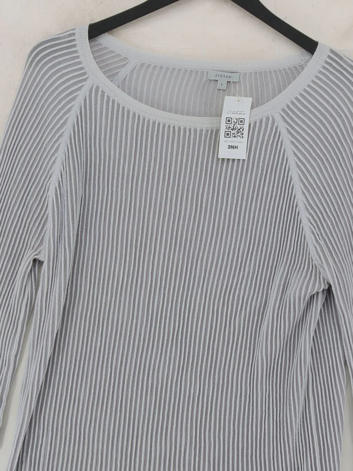 Jigsaw Women's Top L Grey Cotton with Viscose, Polyamide Basic - Image 3