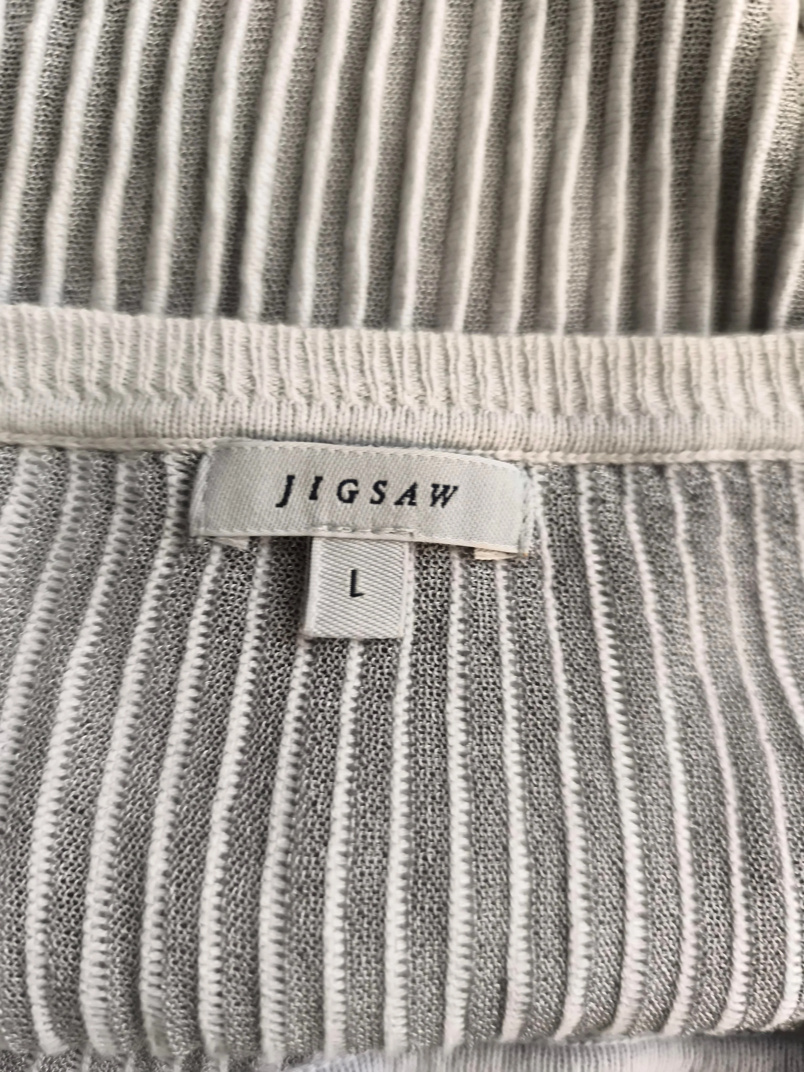 Jigsaw Women's Top L Grey Cotton with Viscose, Polyamide Basic - Image 6