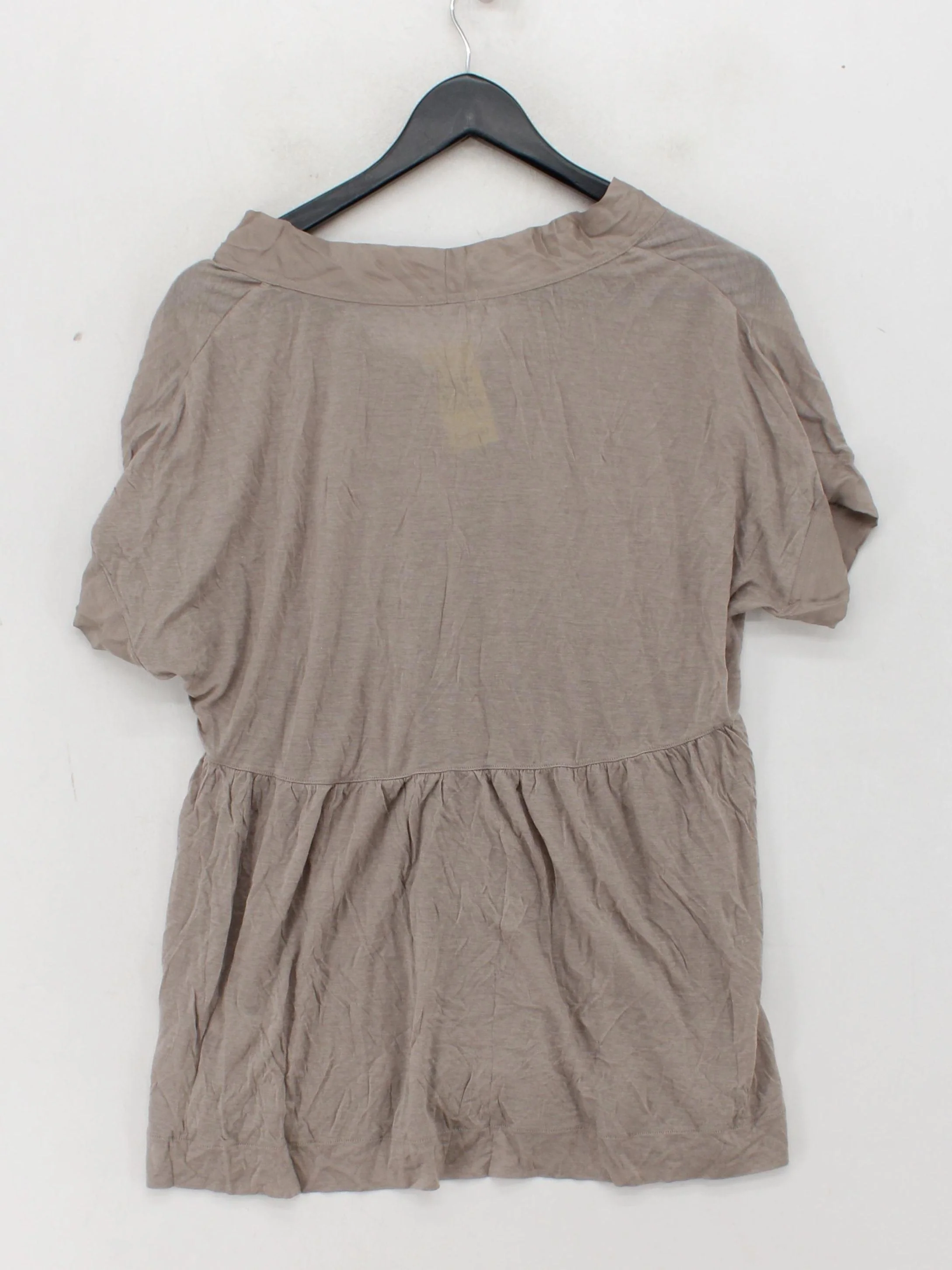 Jigsaw Women's Top L Tan Lyocell Modal with Wool Short Sleeve V-Neck Tunic - Image 2