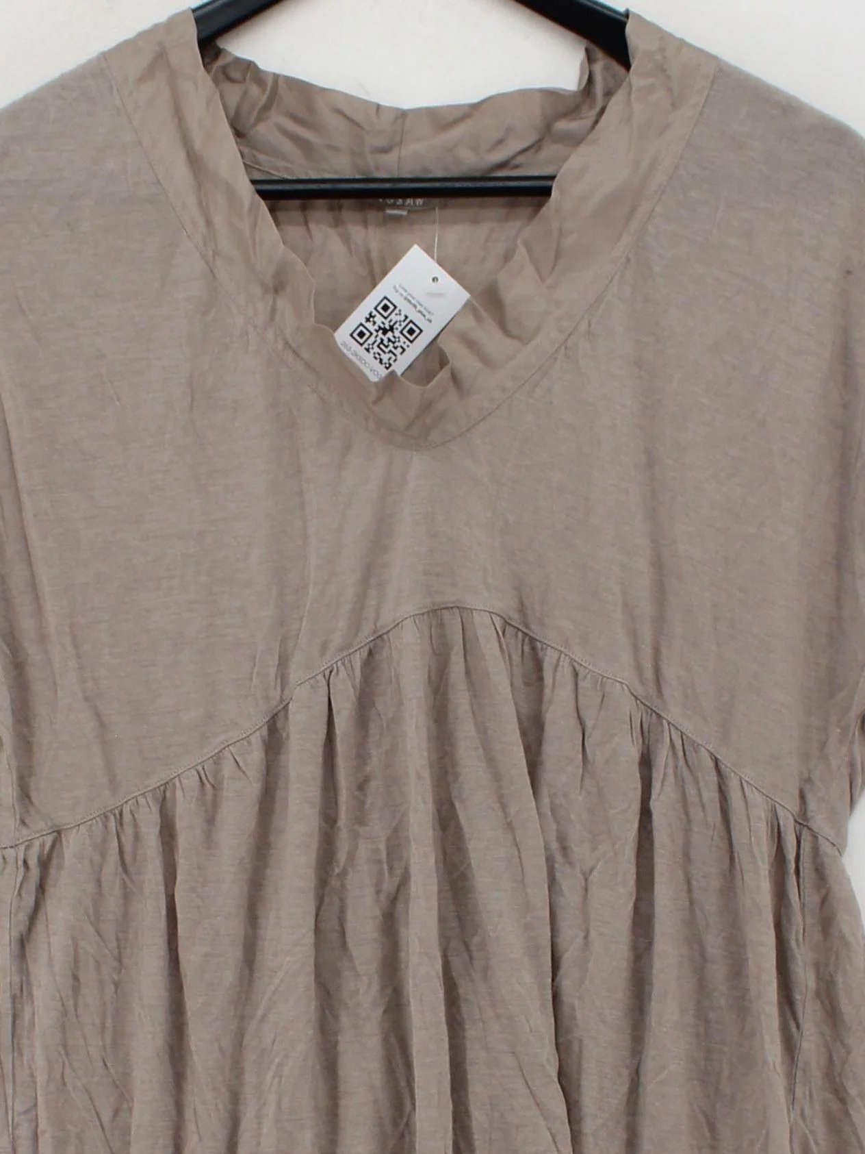 Jigsaw Women's Top L Tan Lyocell Modal with Wool Short Sleeve V-Neck Tunic - Image 3