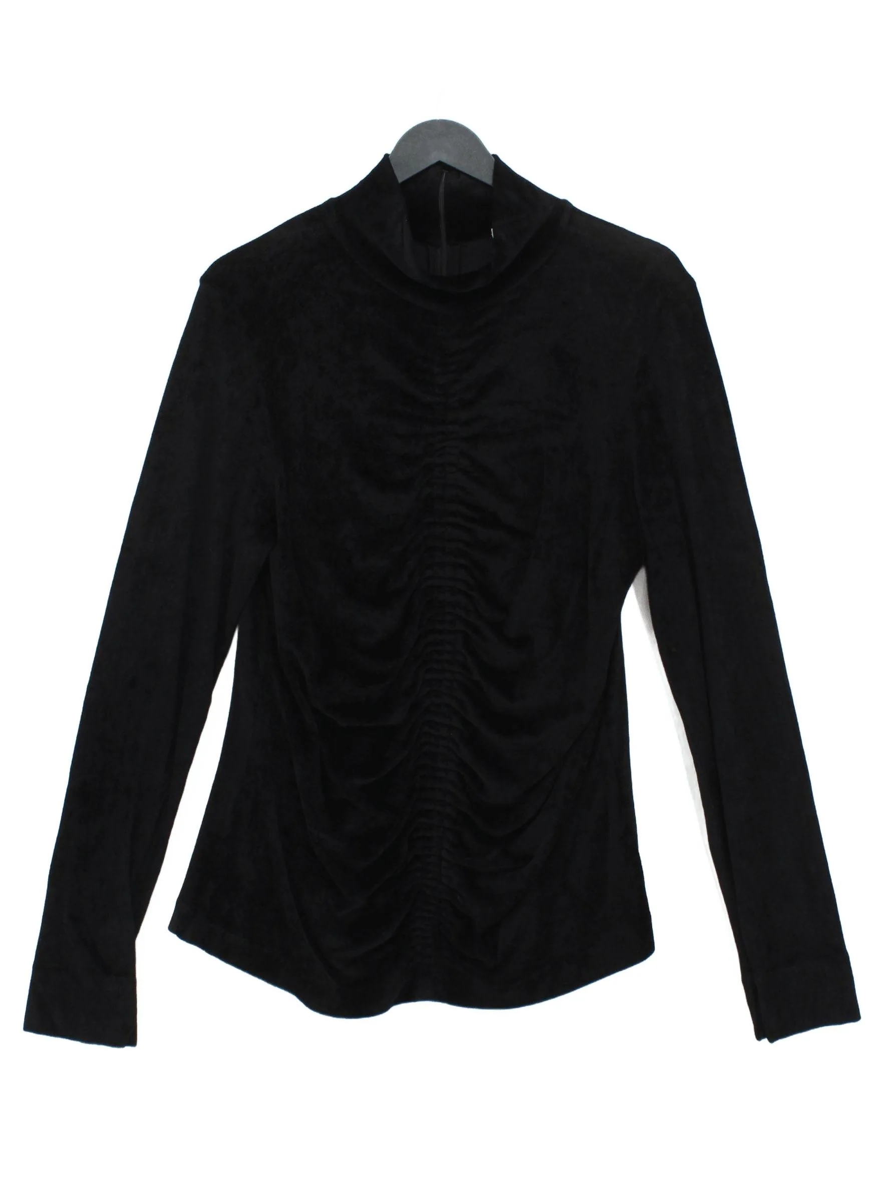 Jigsaw Women's Top M Black Viscose with Cotton Long Sleeve High Neck Basic