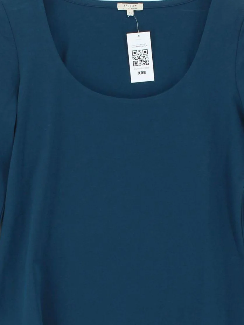 Jigsaw Women's Top M Blue Cotton with Elastane Long Sleeve Round Neck Basic - Image 3