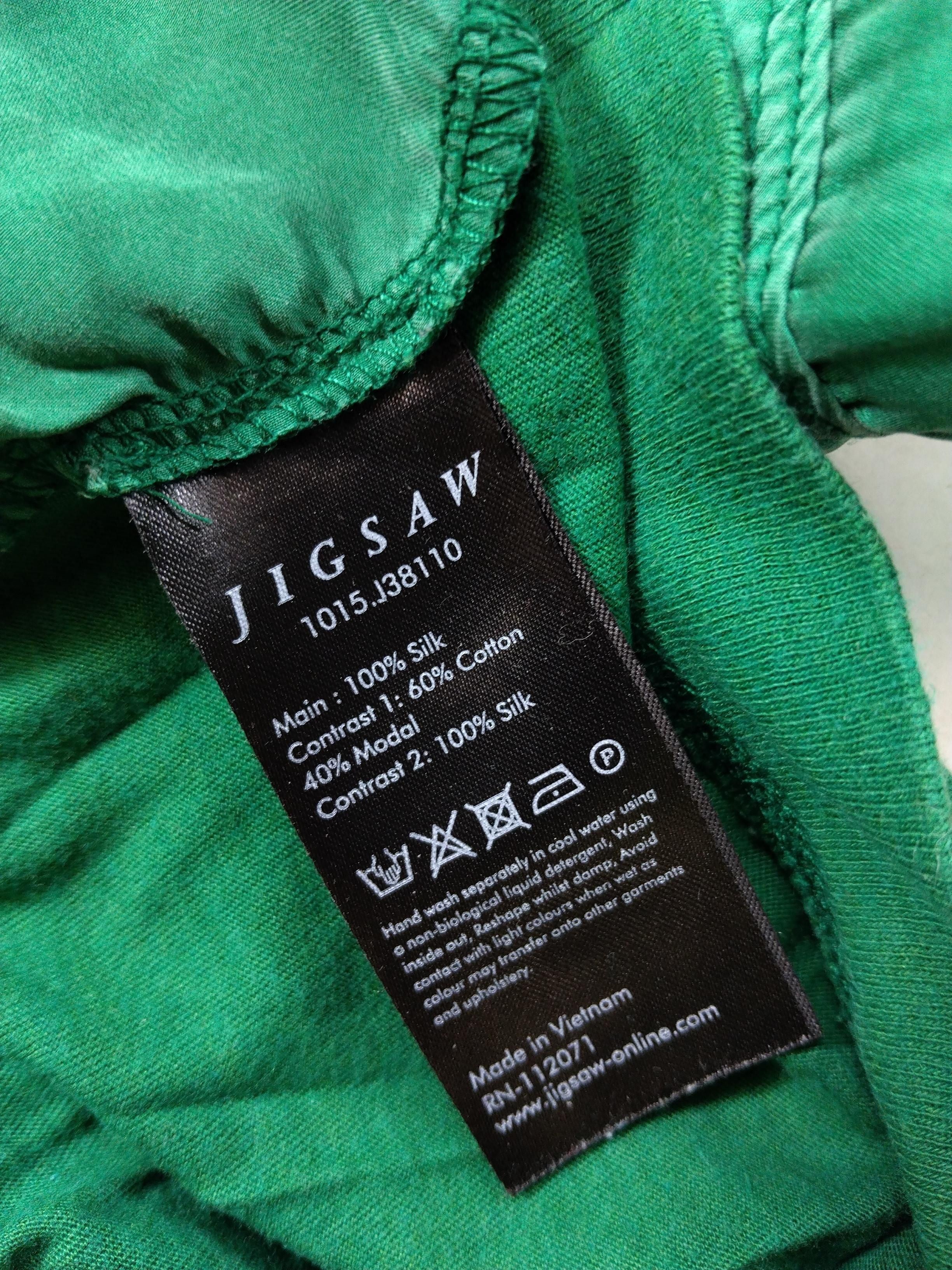 Jigsaw Women's Top M Green Silk with Cotton, Lyocell Modal Basic - Image 9